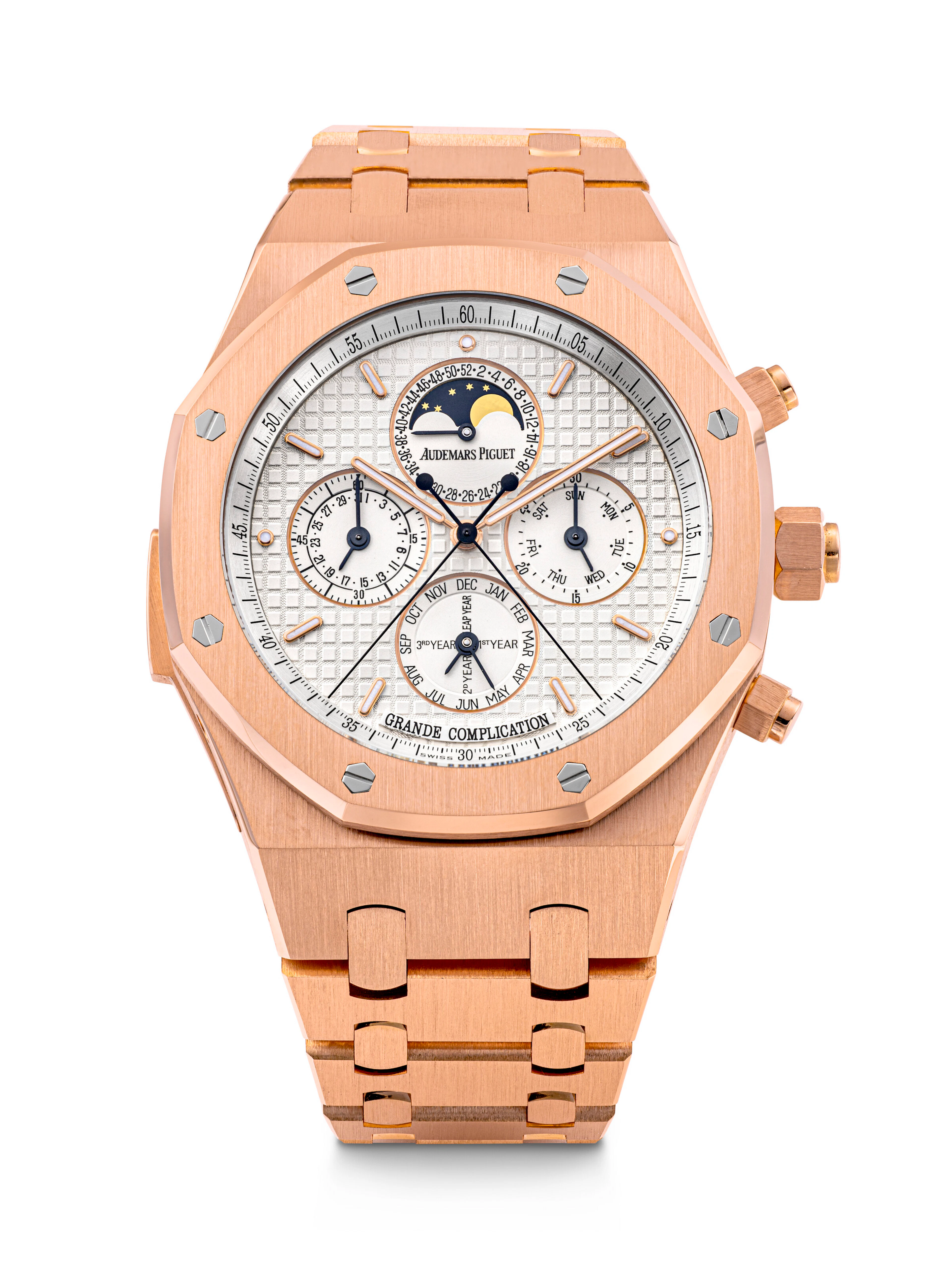 AUDEMARS PIGUET. A HIGHLY COMPLICATED AND VERY RARE 18K PINK GOLD