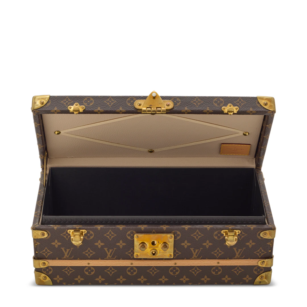 A Classic Monogram Canvas Flower Trunk with Brass Hardware