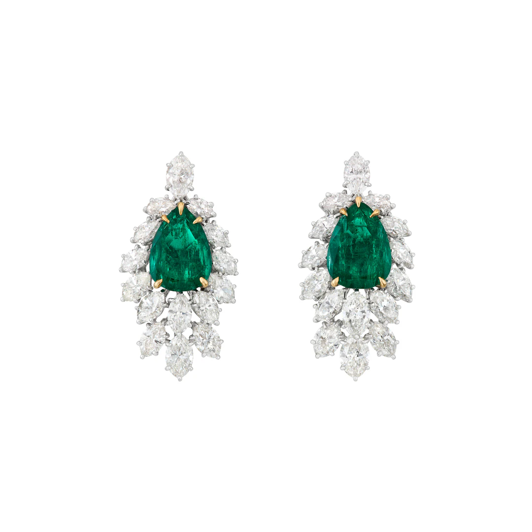 Harry Winston Emerald and Diamond Earrings