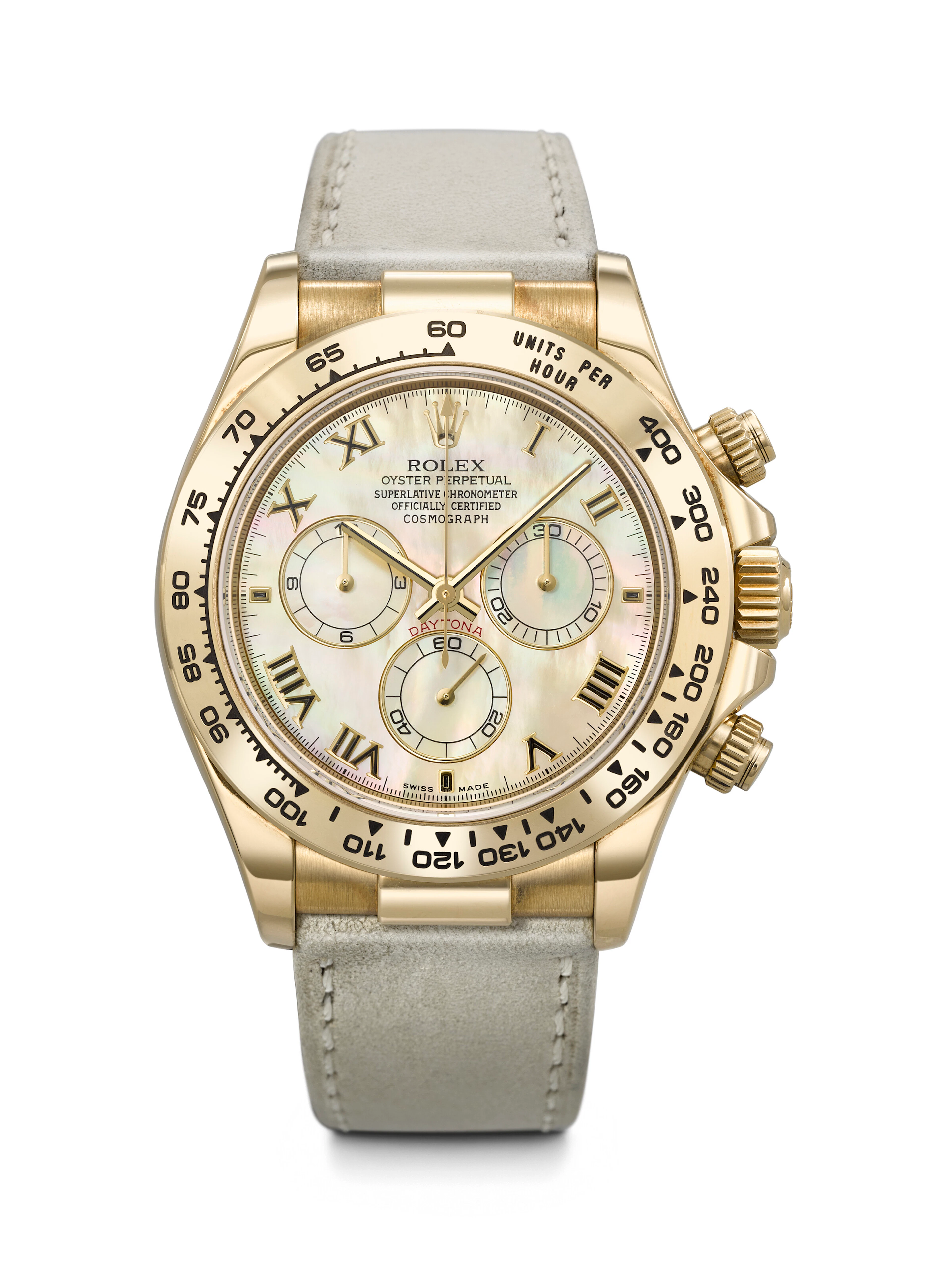 ROLEX. A VIBRANT 18K GOLD AUTOMATIC CHRONOGRAPH WRISTWATCH WITH YELLOW