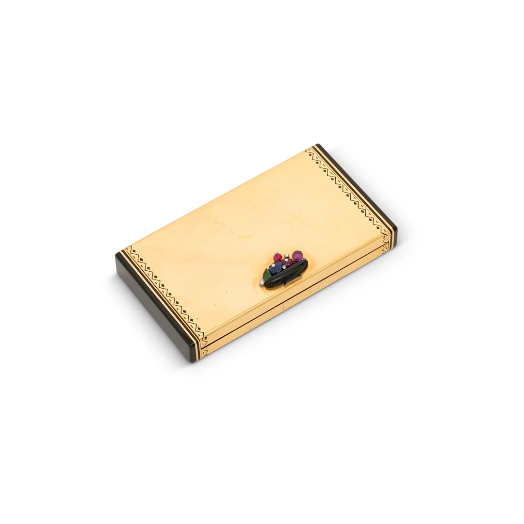Van Cleef & Arpels Art Deco Multi-Gem and Enamel Vanity Case