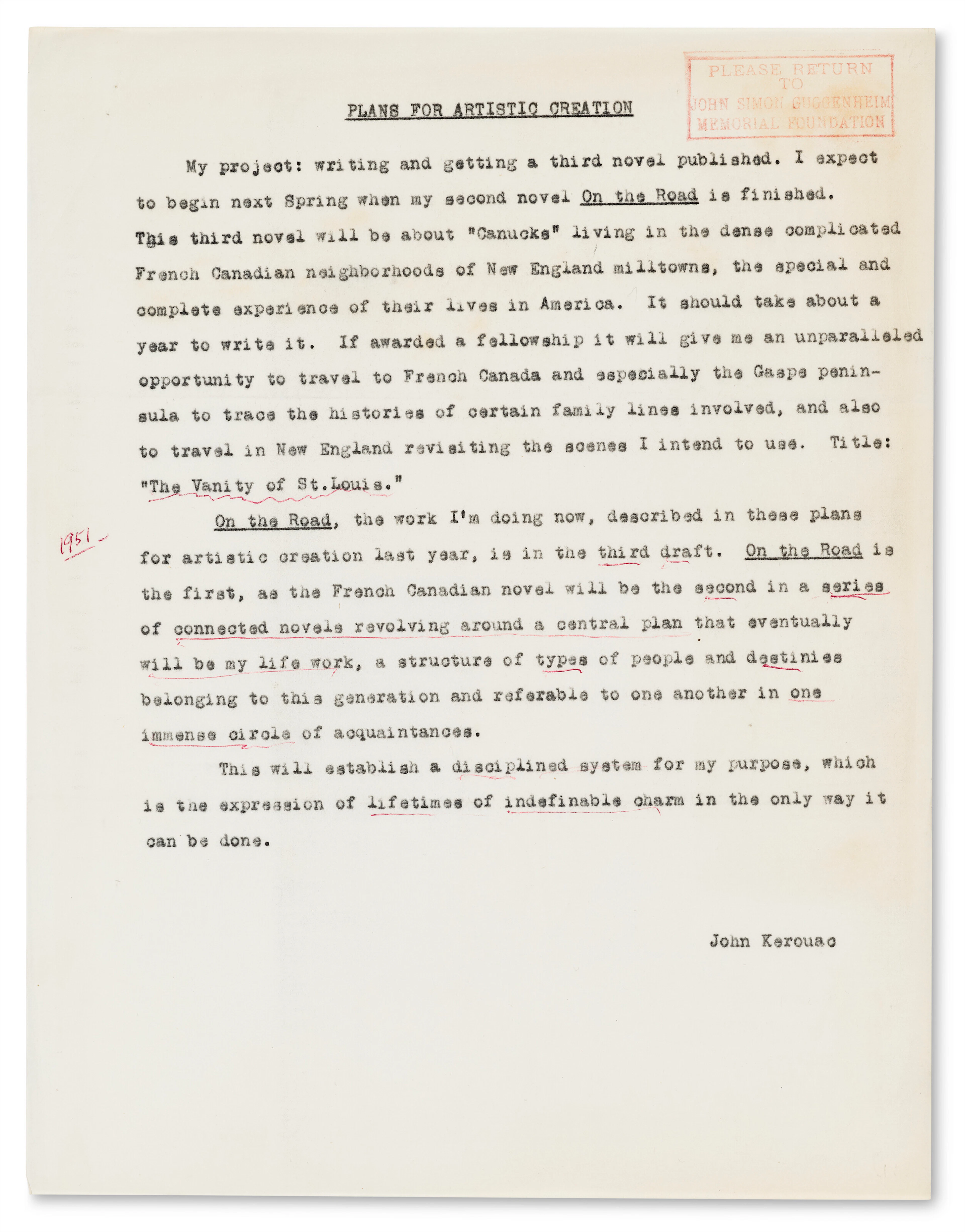 "Plan for Artistic Creation" for the Vanity of St Louis