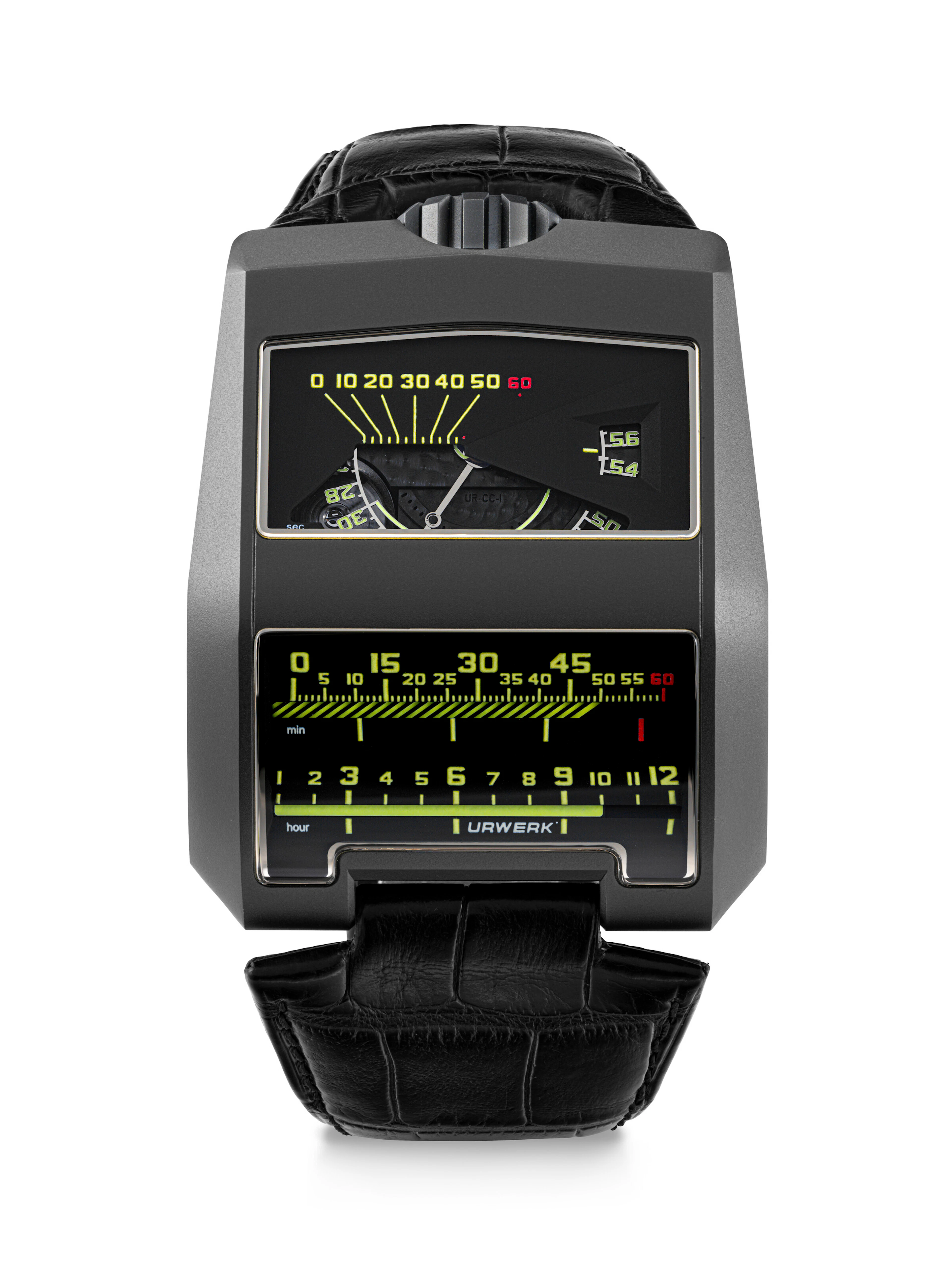 URWERK. A RARE AND UNUSUAL AlTiN-TREATED GREY GOLD AND TITANIUM AUTOMATIC