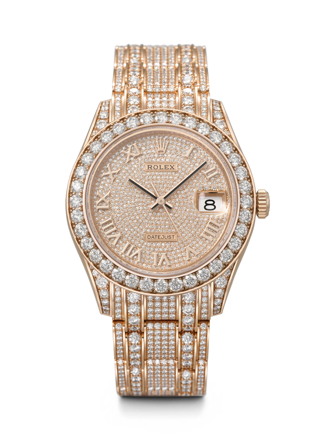 Rolex. A Luxurious 18K Pink Gold and Diamond-Set Automatic Wristwatch