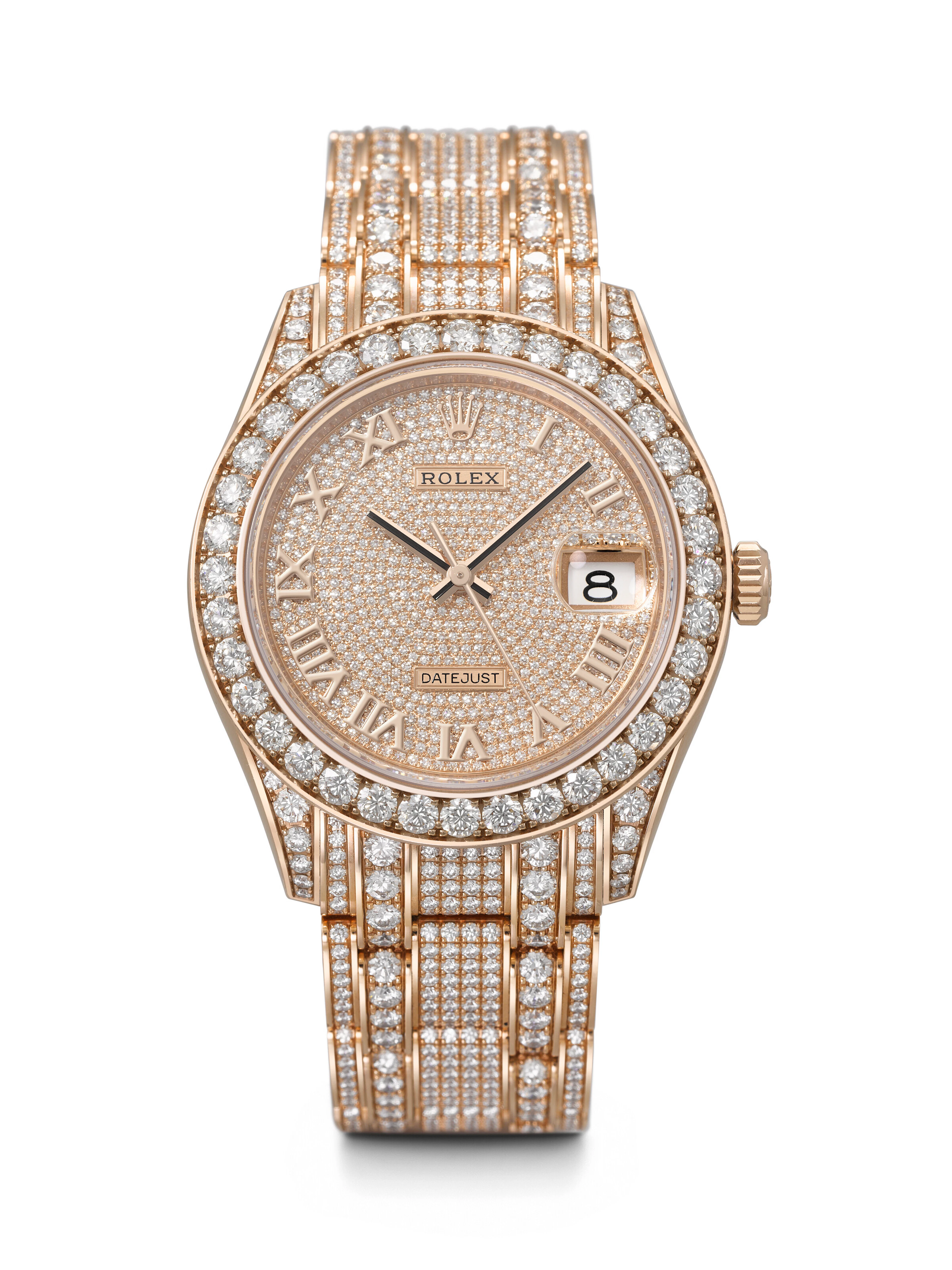 Rolex. A Luxurious 18K Pink Gold and Diamond-Set Automatic Wristwatch