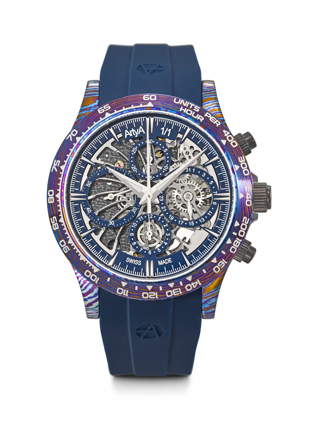 Artya. A Unique and Highly Desirable Damascus Titanium Skeletonized