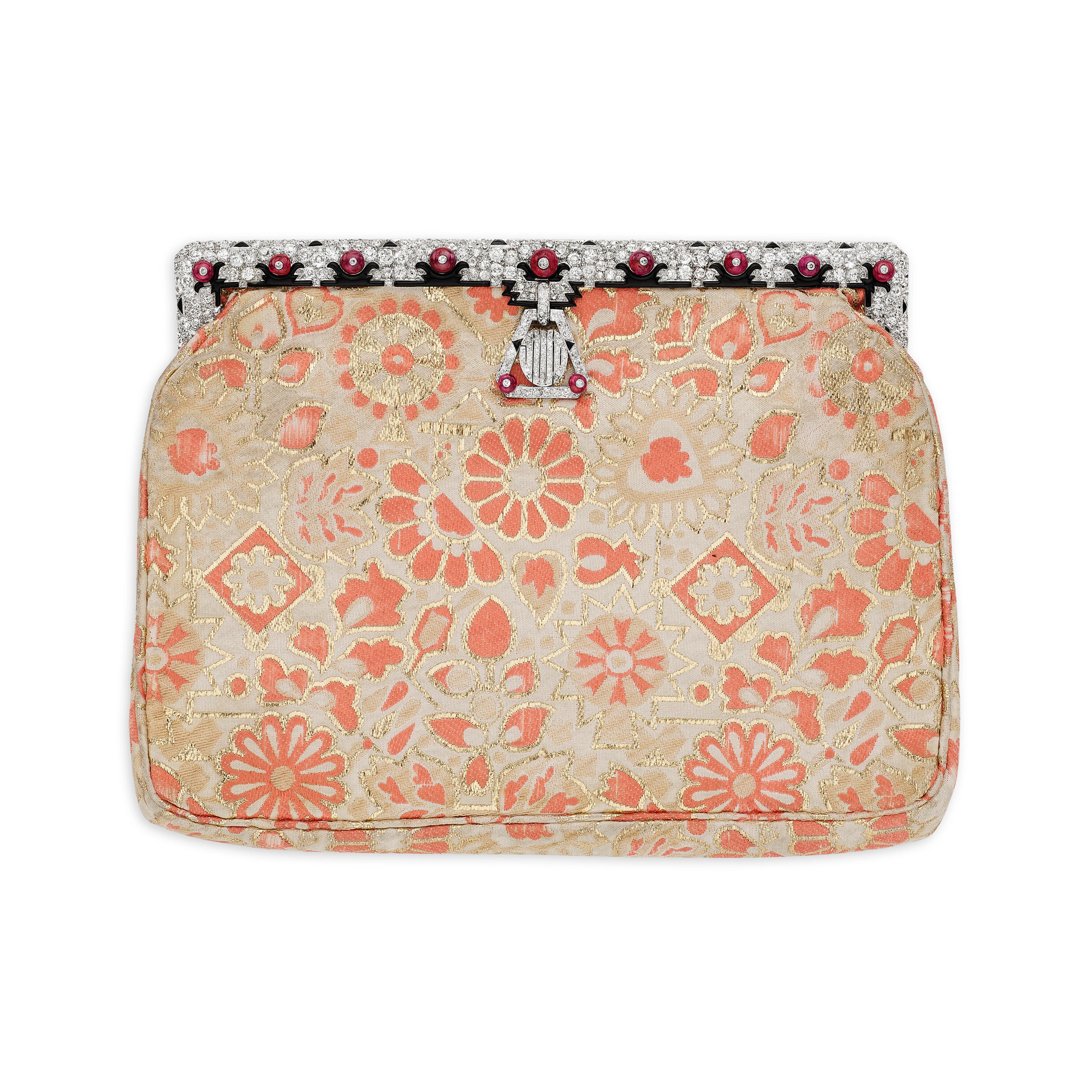Art Deco Diamond, Ruby and Enamel Evening Bag