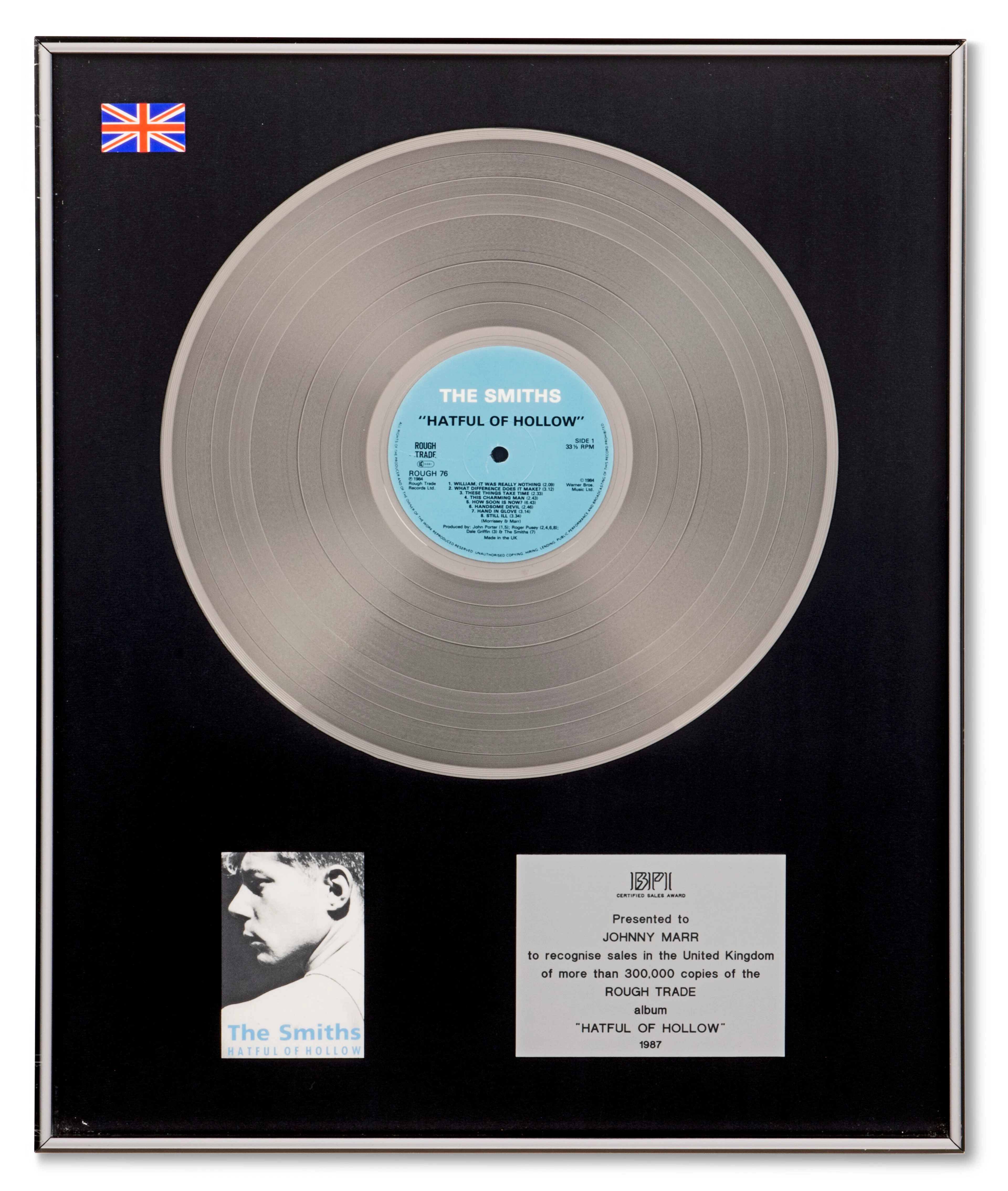 The Smiths: a Bpi Sales Award for Hatful of Hollow