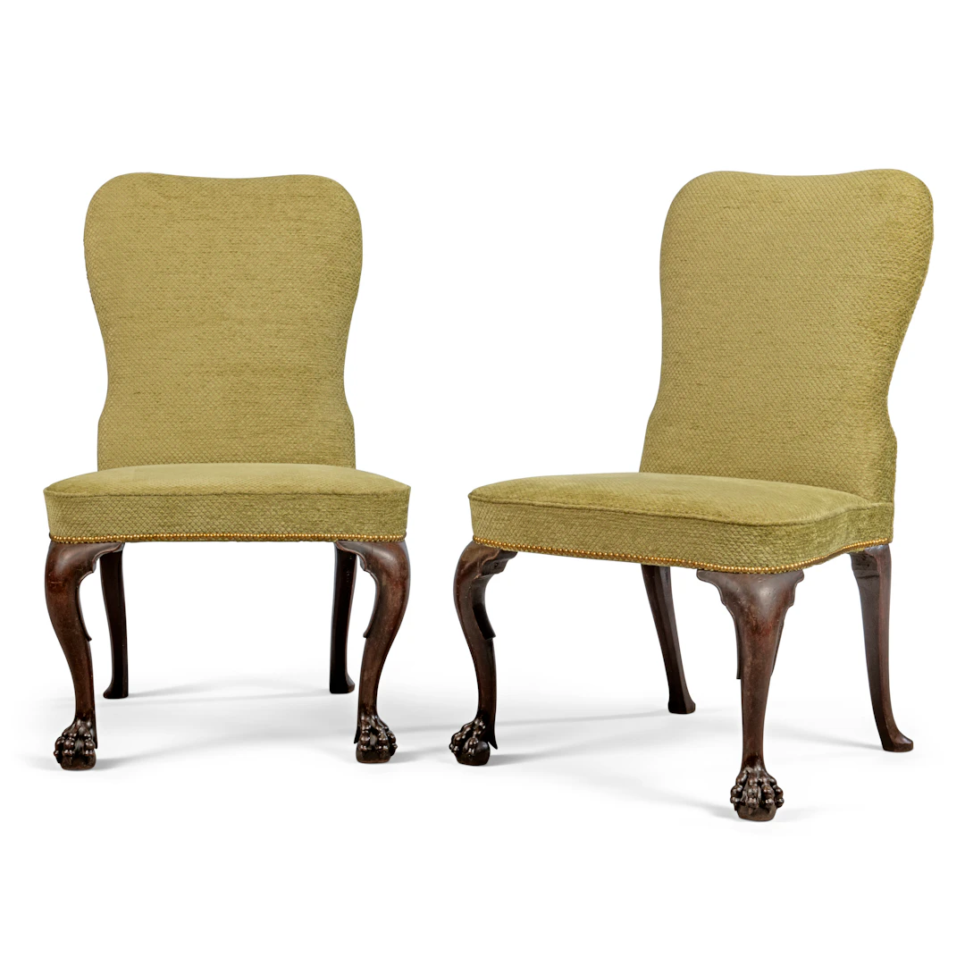 A Pair of Irish George Ii Mahogany Side Chairs
