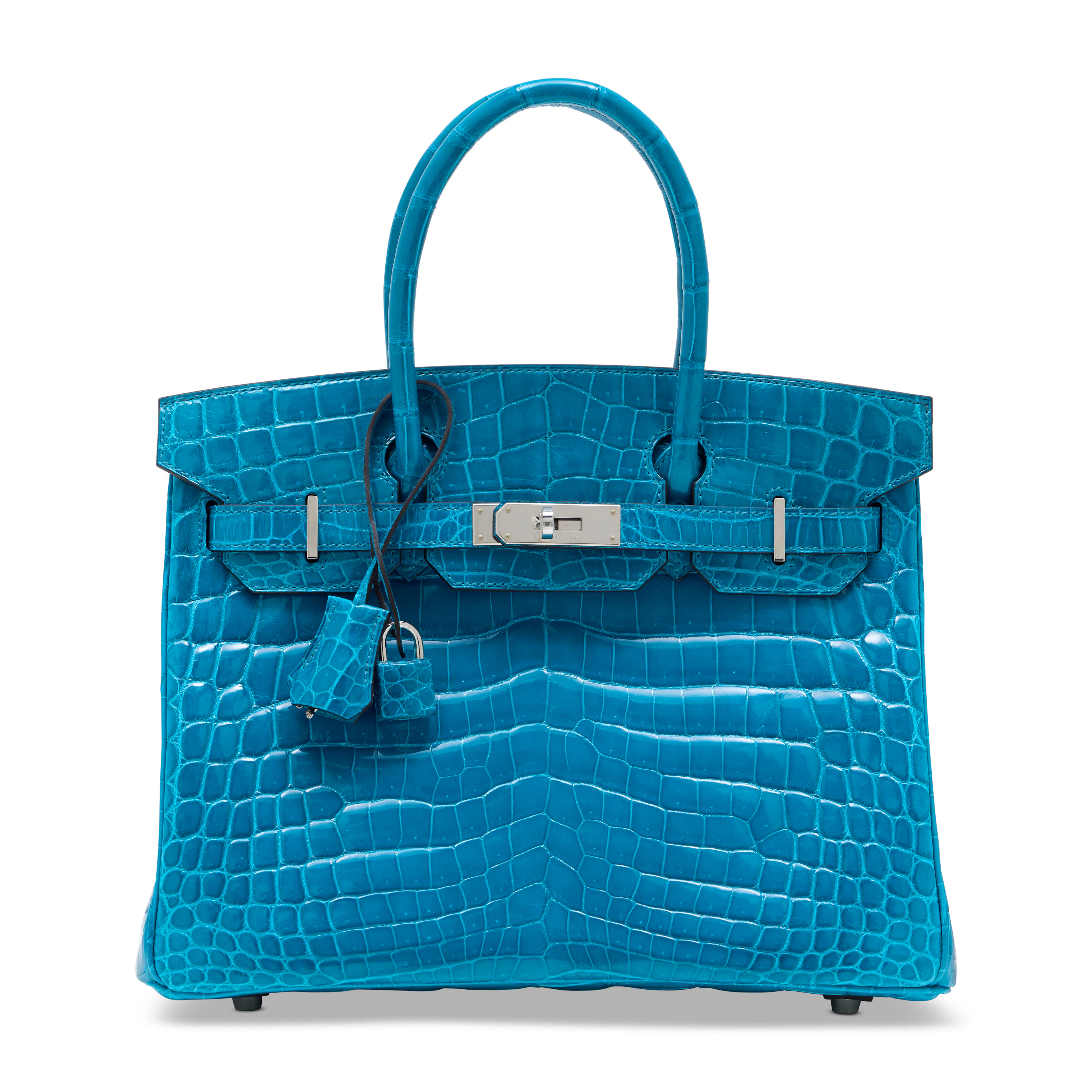 A SHINY BLEU IZMIR NILOTICUS CROCODILE BIRKIN 30 WITH PALLADIUM HARDWARE