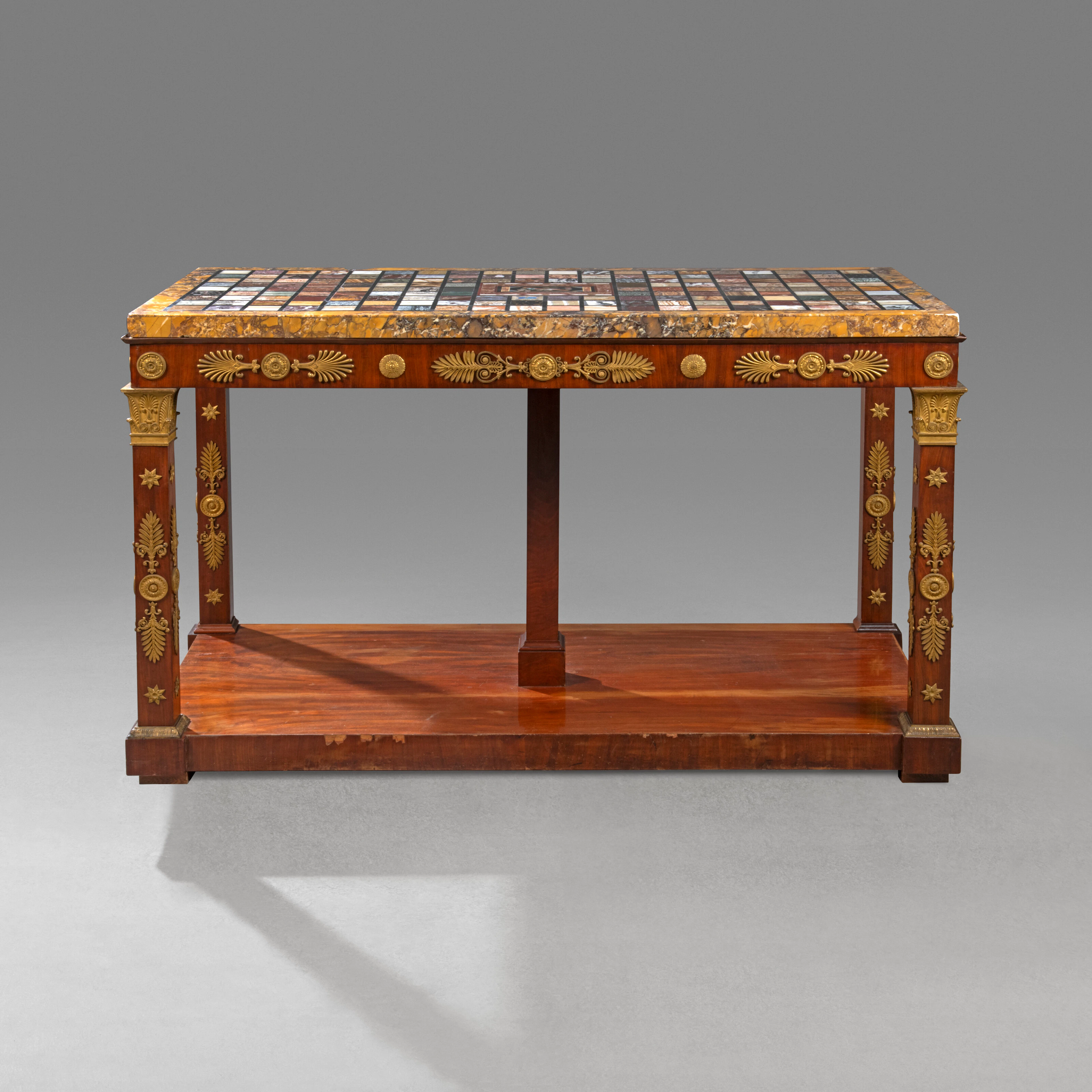 An Empire Ormolu-Mounted Mahogany, Pietra Dura and Specimen Marble
