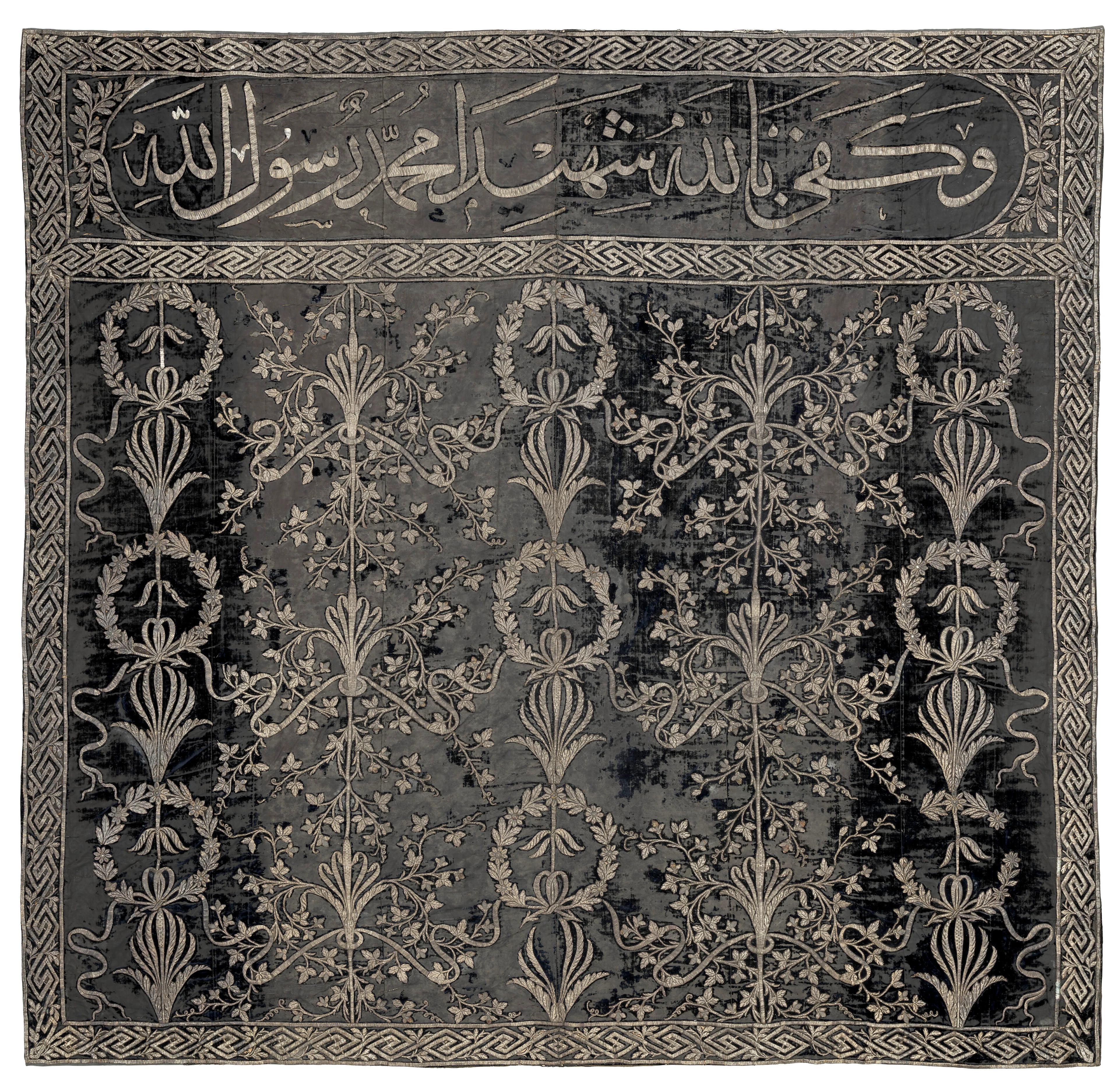 A SILK AND METAL-THREAD WALL HANGING