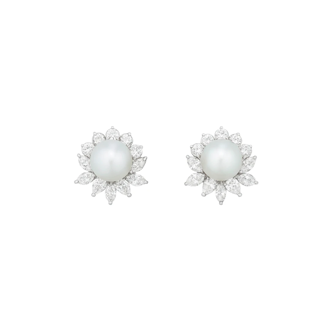 Cultured Pearl and Diamond Earrings
