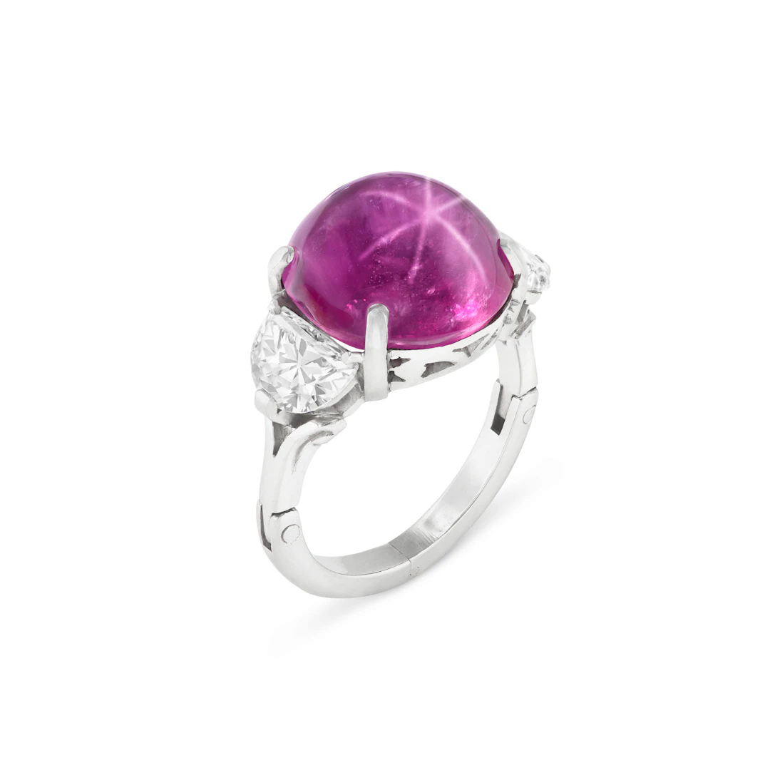Colored Star Sapphire and Diamond Ring
