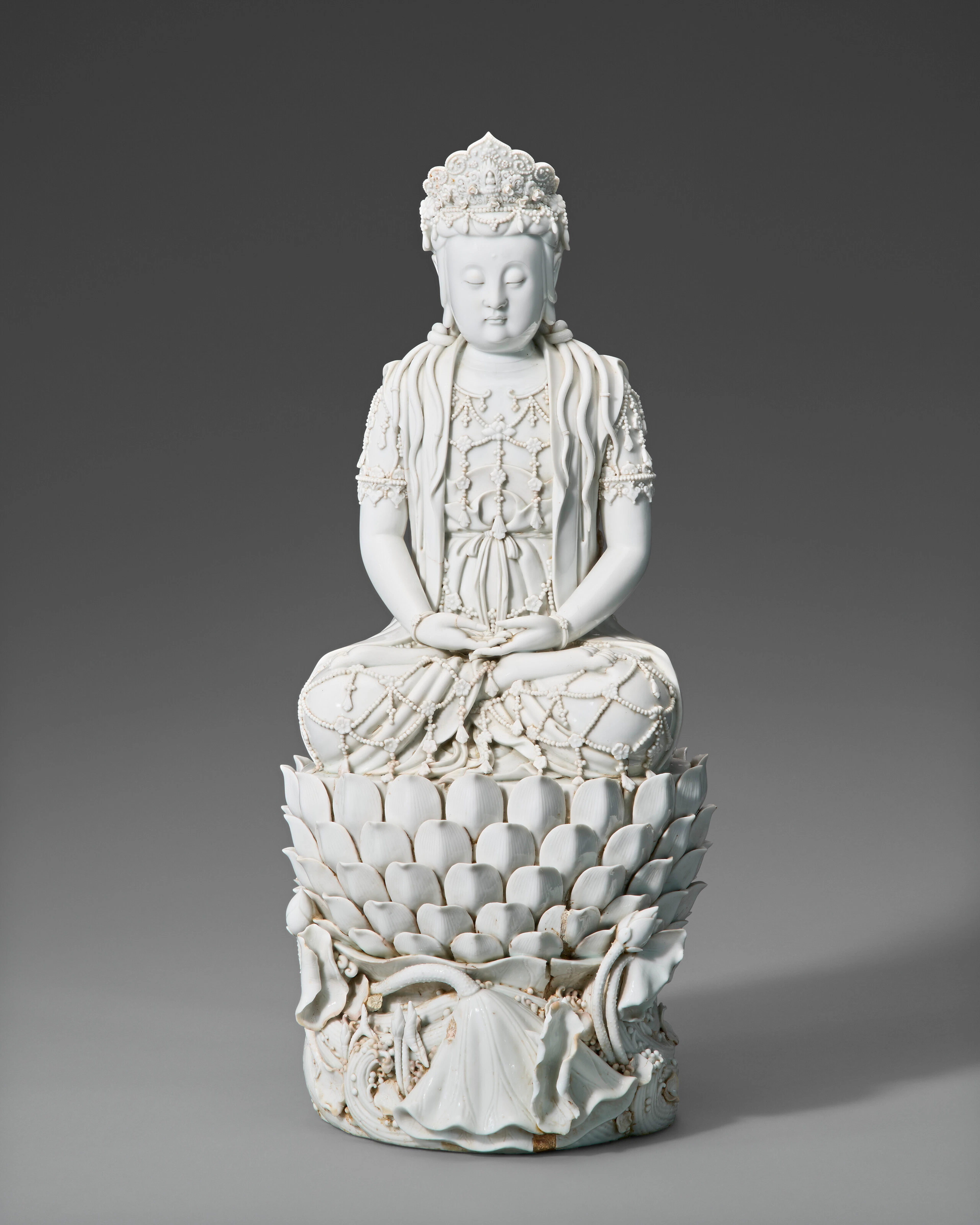 A Rare Large Dehua Figure of a Seated Bodhisattva