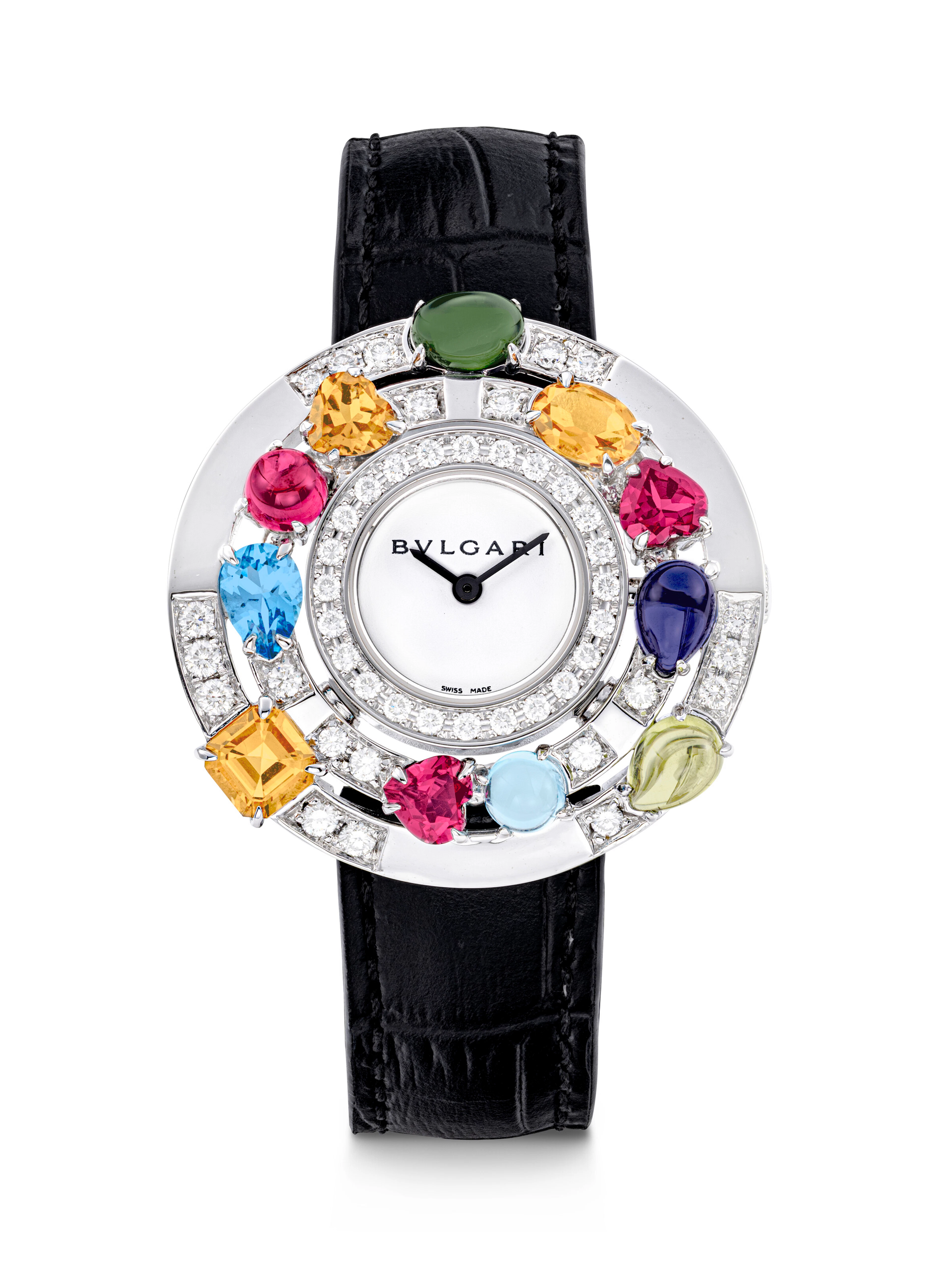 Bulgari, Lady’s White Gold, Diamond and Multicoloured Gem-Set Wristwatch