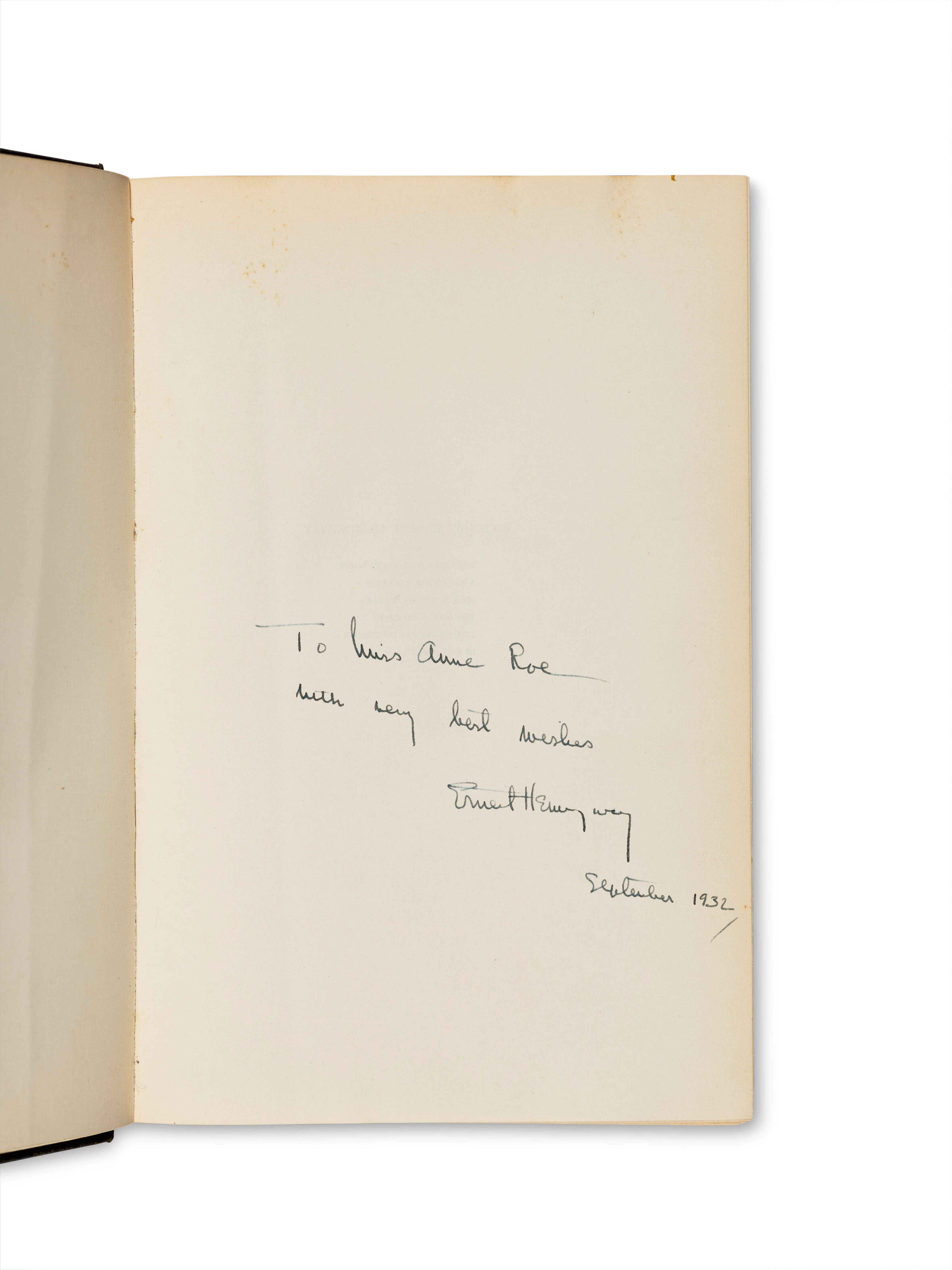 Death in the Afternoon, Inscribed