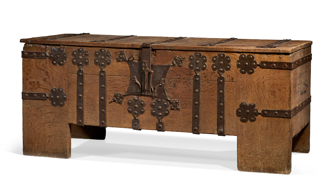 A German Late Gothic Iron-Bound Oak Coffer