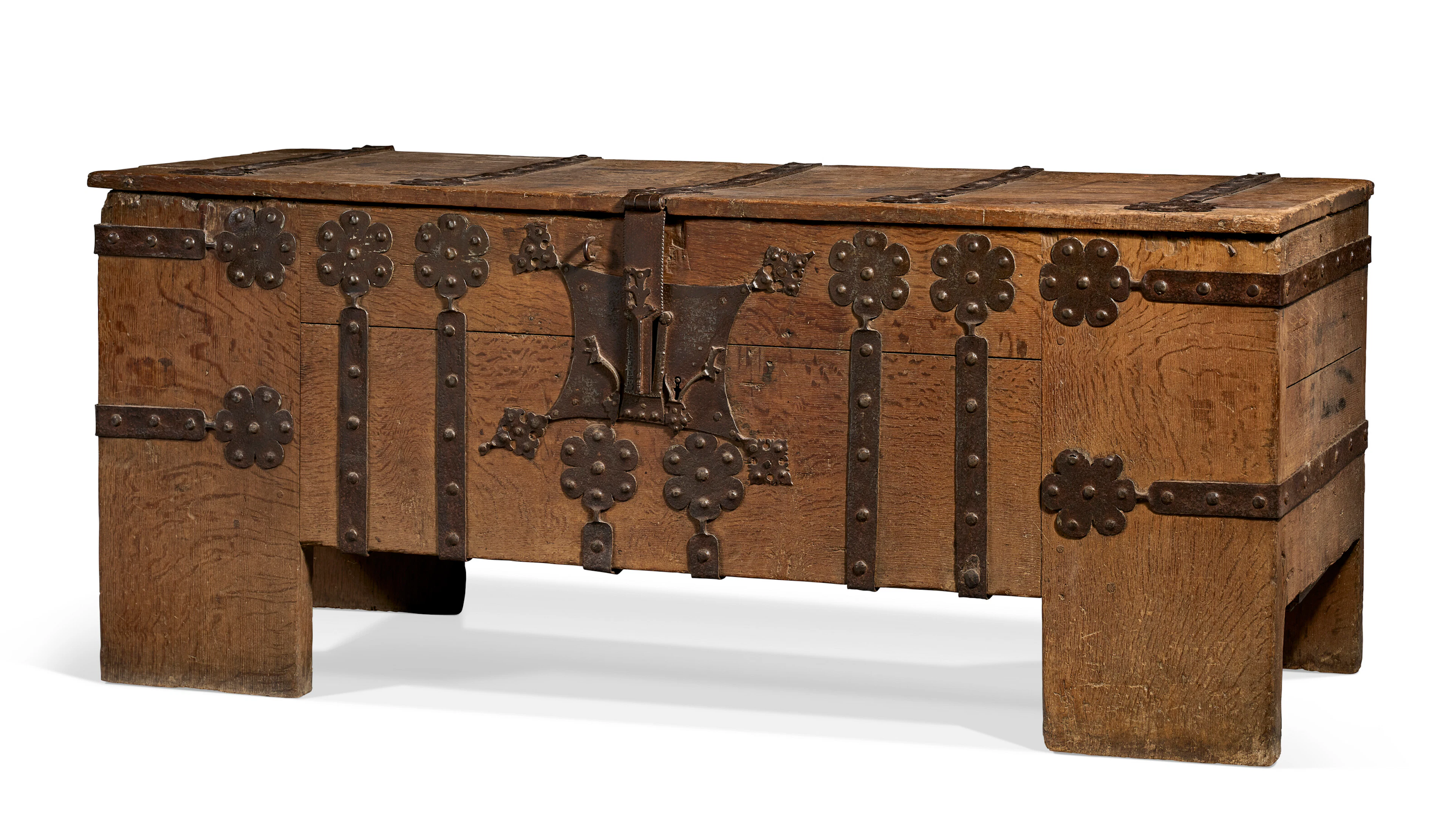 A German Late Gothic Iron-Bound Oak Coffer