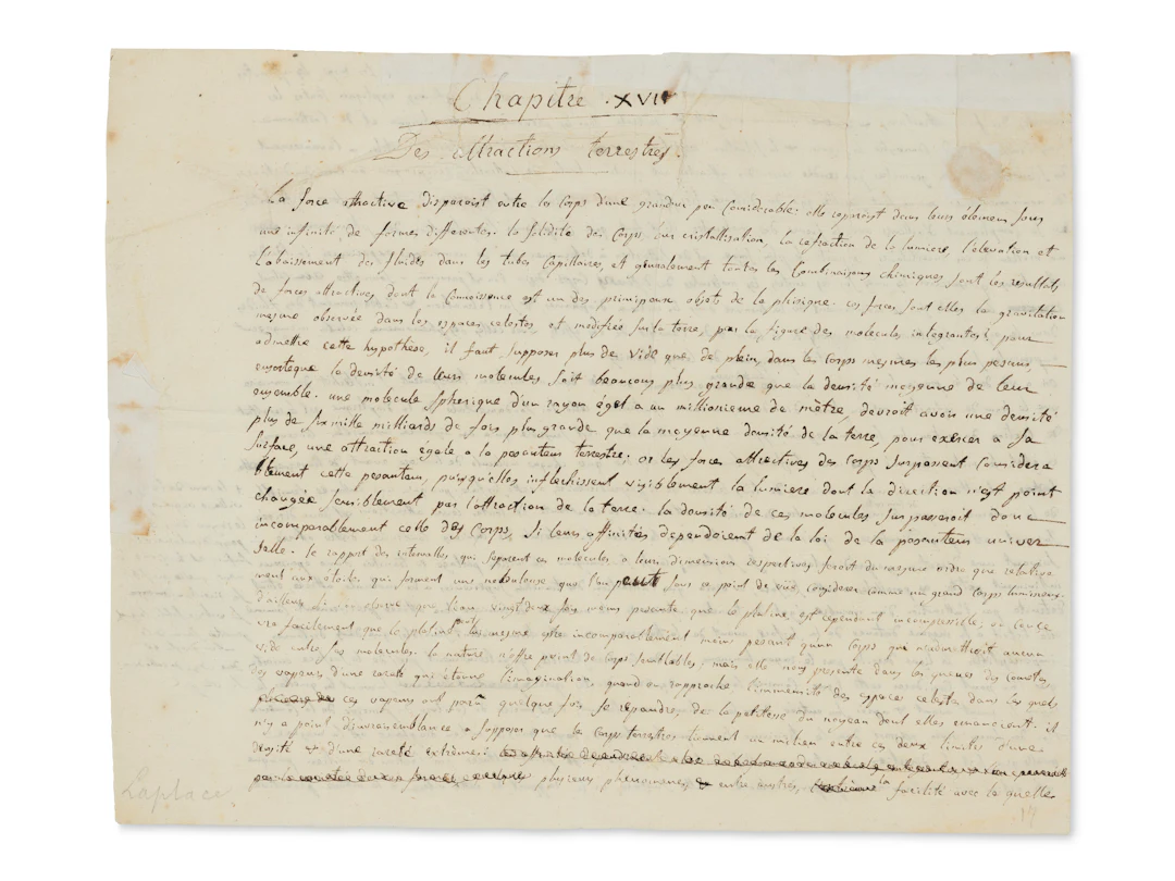 Exposition Du Systéme Du Monde, Manuscript Draft Leaf