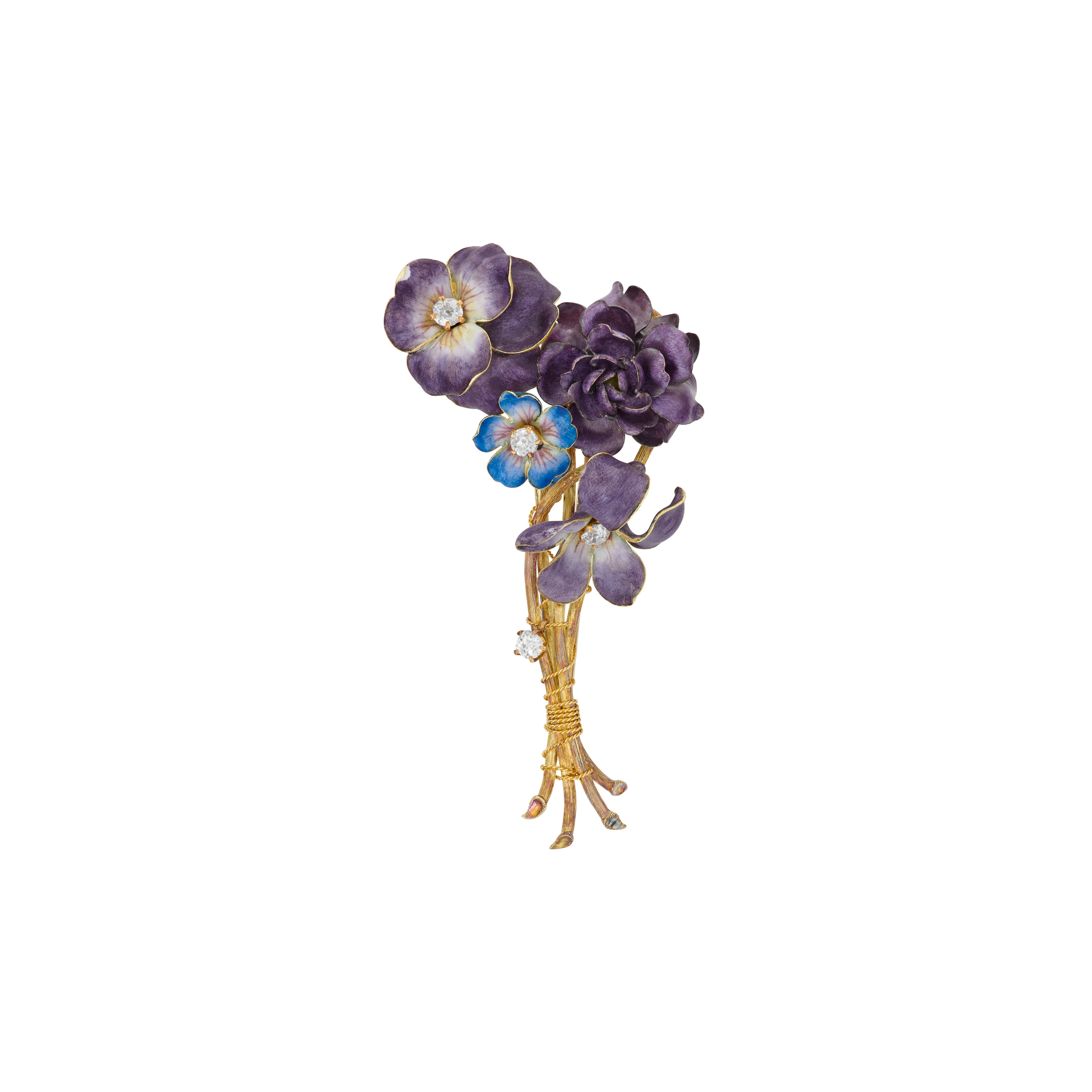 Paulding Farnham Tiffany & Co. Enamel and Diamond Brooch