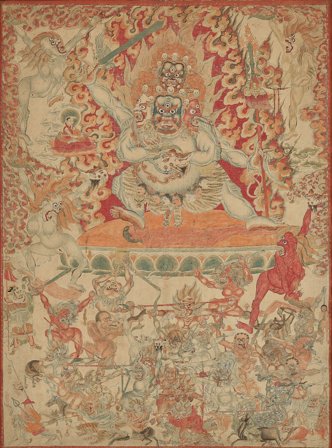 A Thangka of Chaturmukha Mahakala