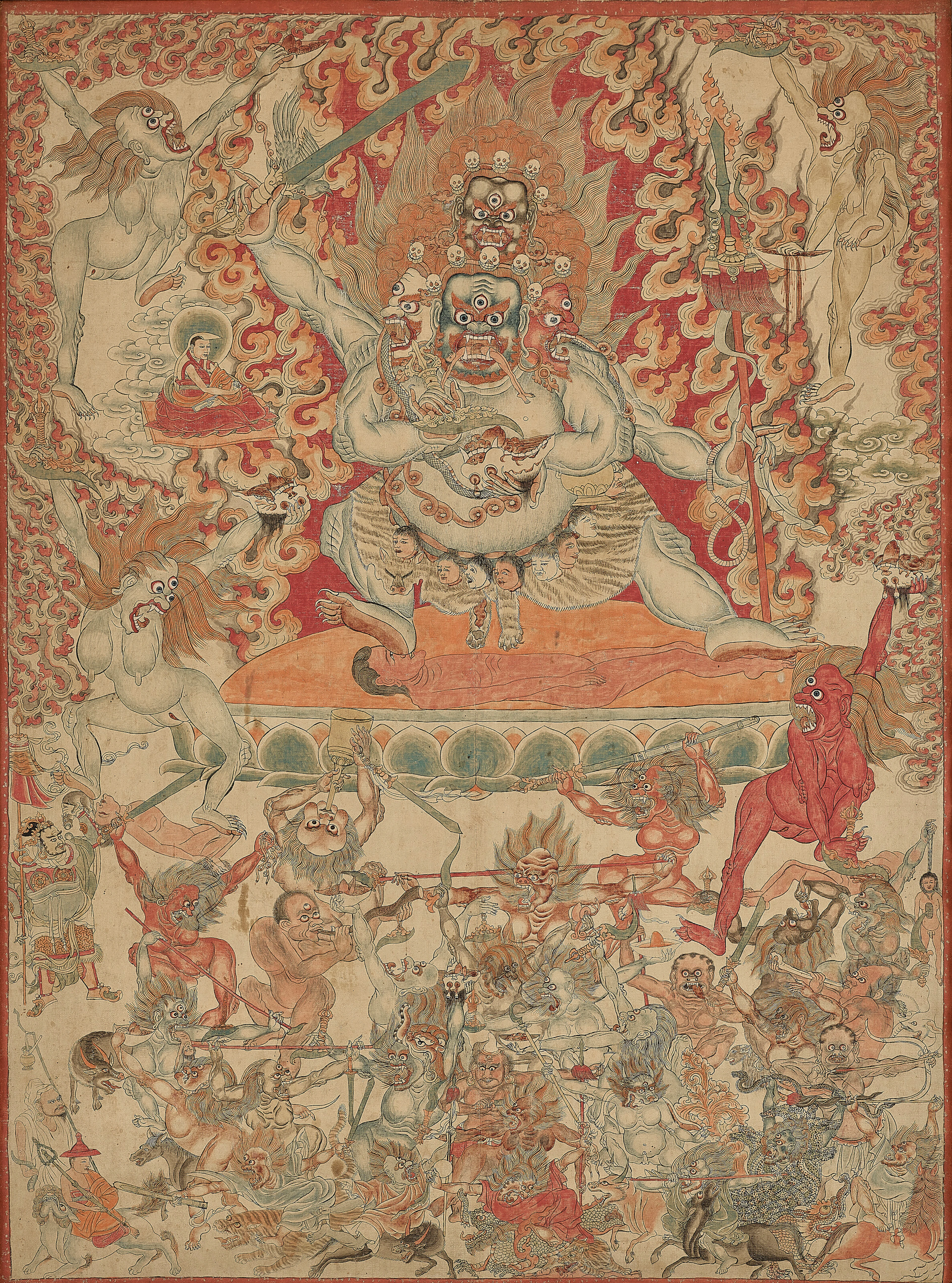 A Thangka of Chaturmukha Mahakala
