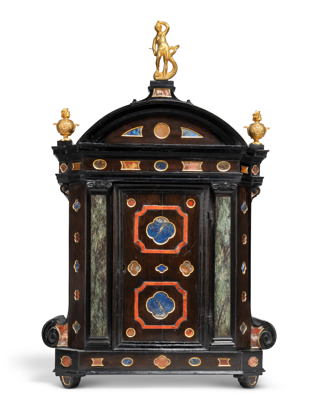 An Italian Ebony, Ebonised and Specimen Marble Cabinet