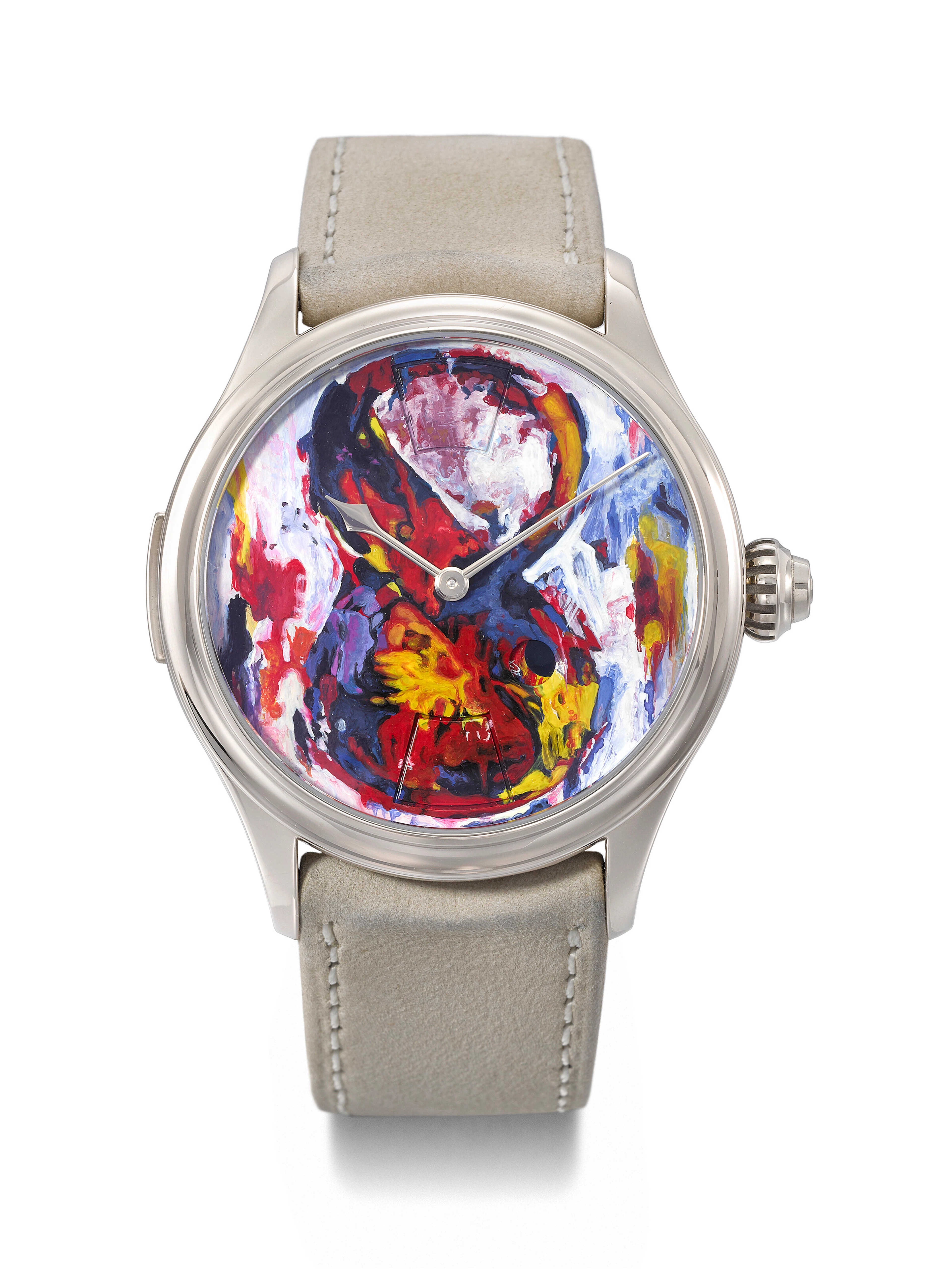 Maîtres Du Temps. A Unique and Captivating 18K White Gold Dual-Time