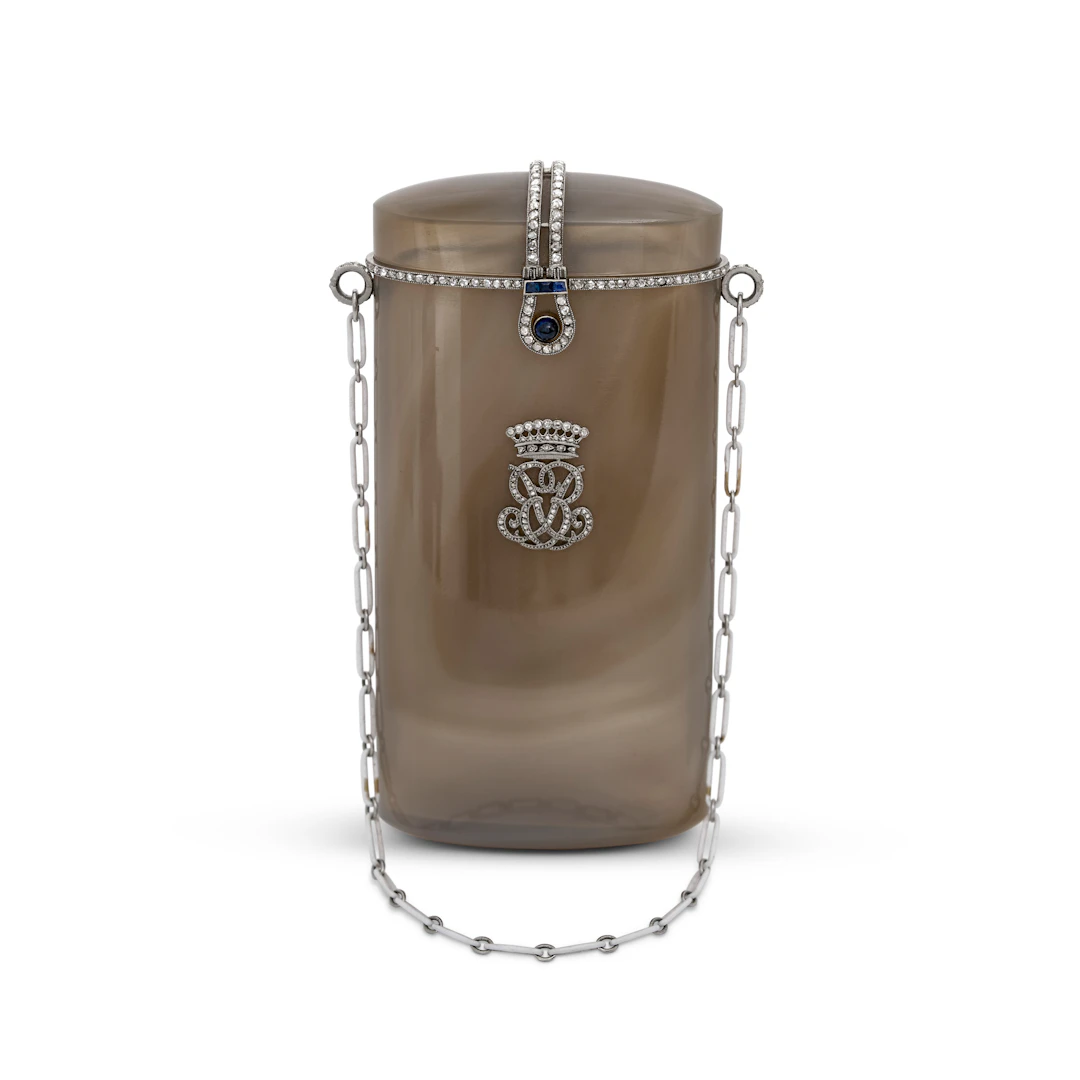 Cartier Early 20Th Century Agate, Diamond, Sapphire and Enamel Case
