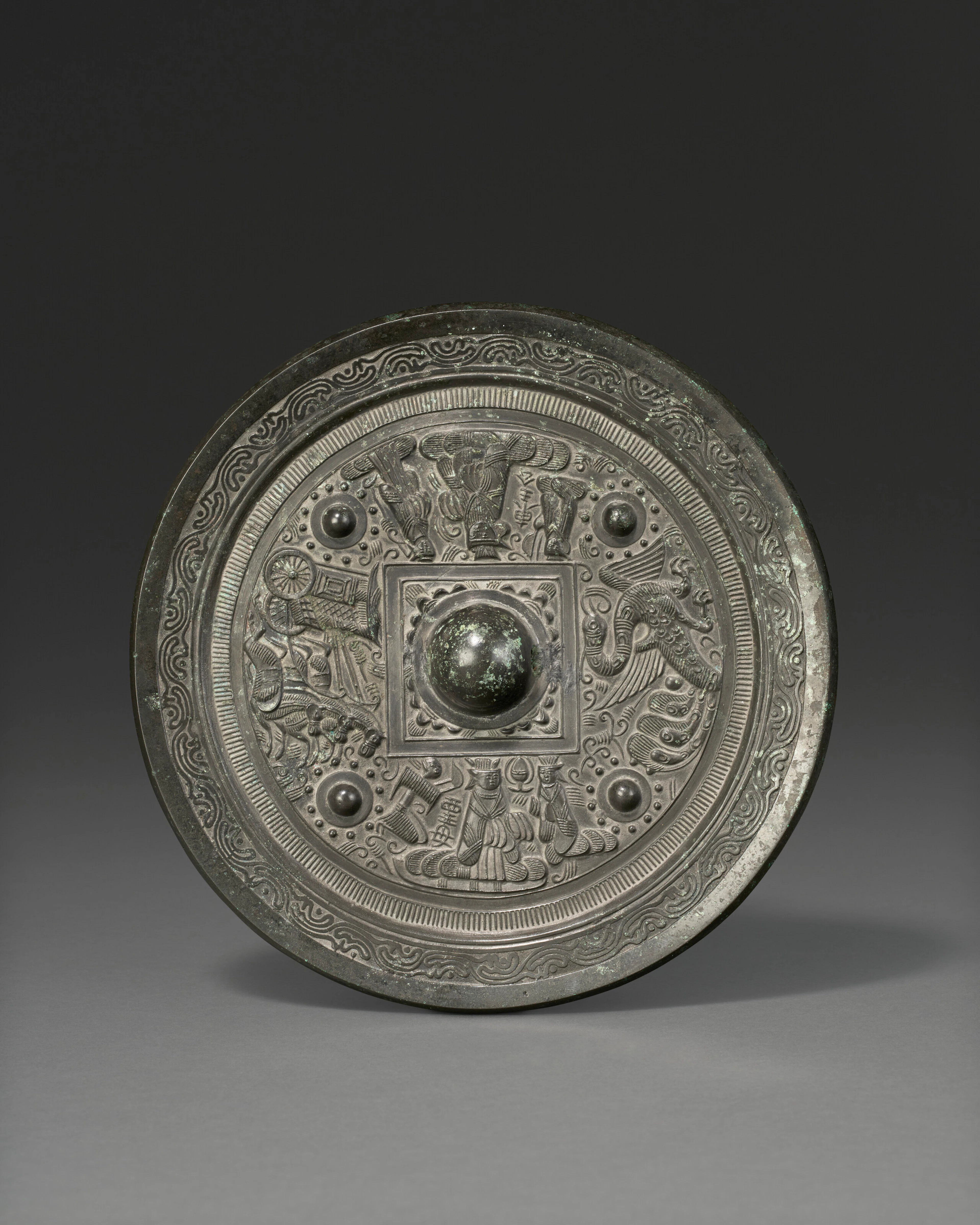 A Bronze Circular 'Immortals' Mirror