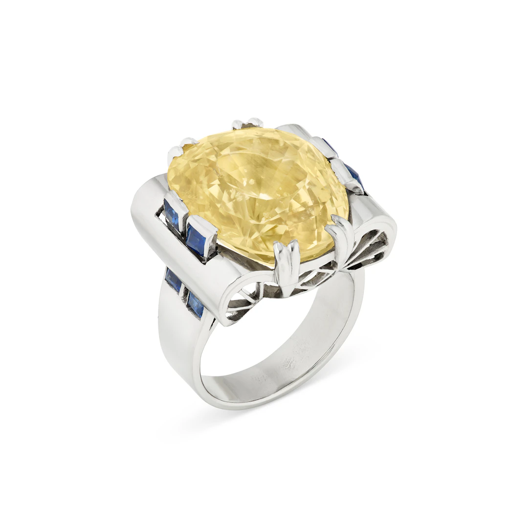 Art Deco Colored Sapphire and Sapphire Ring