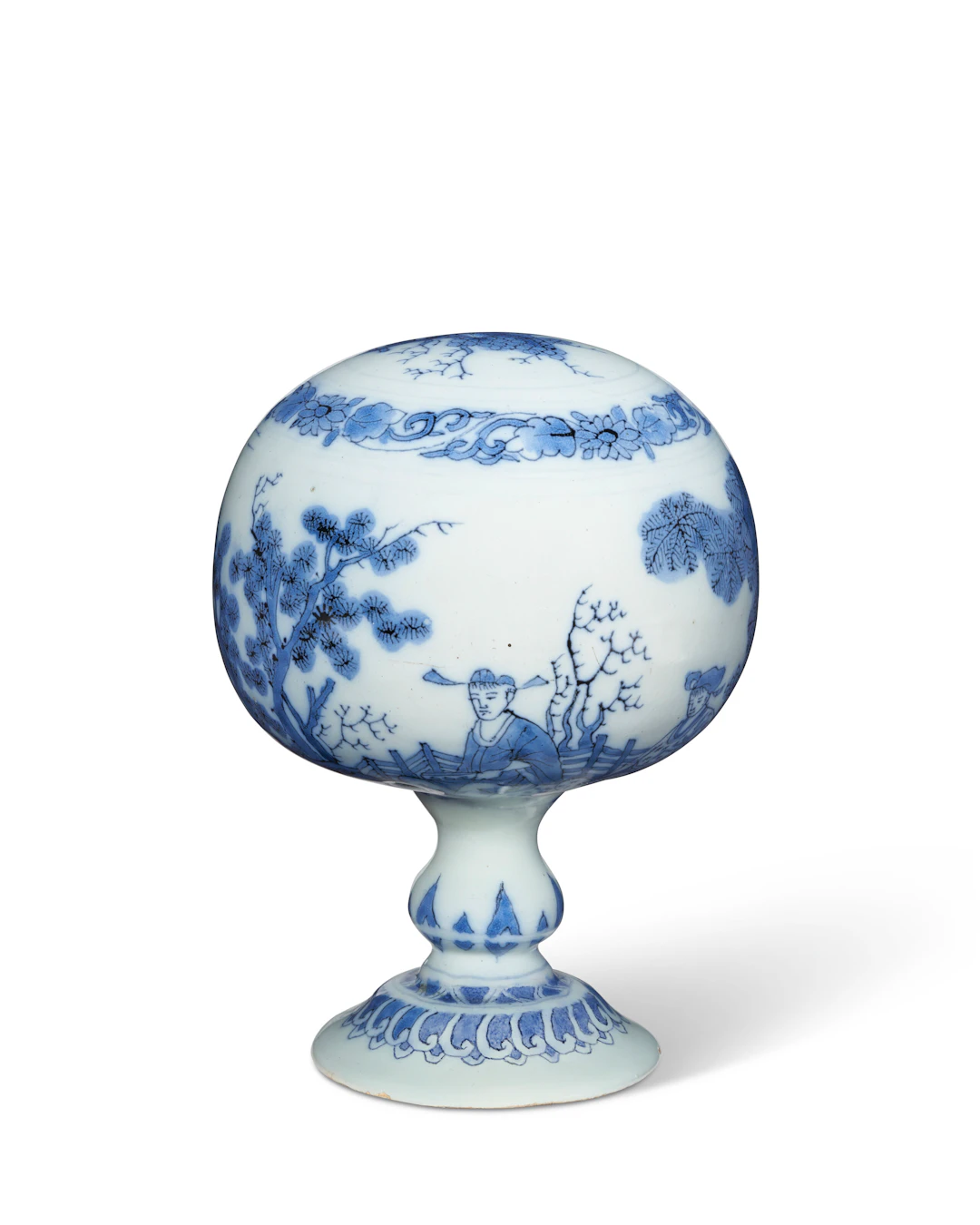 A Dutch Delft Blue and White Wig Stand