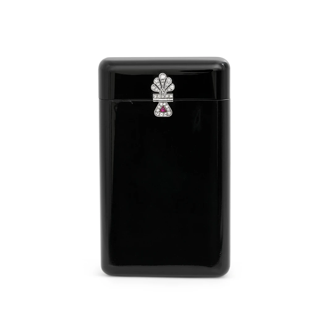 Art Deco Onyx, Diamond and Ruby Cigarette Case