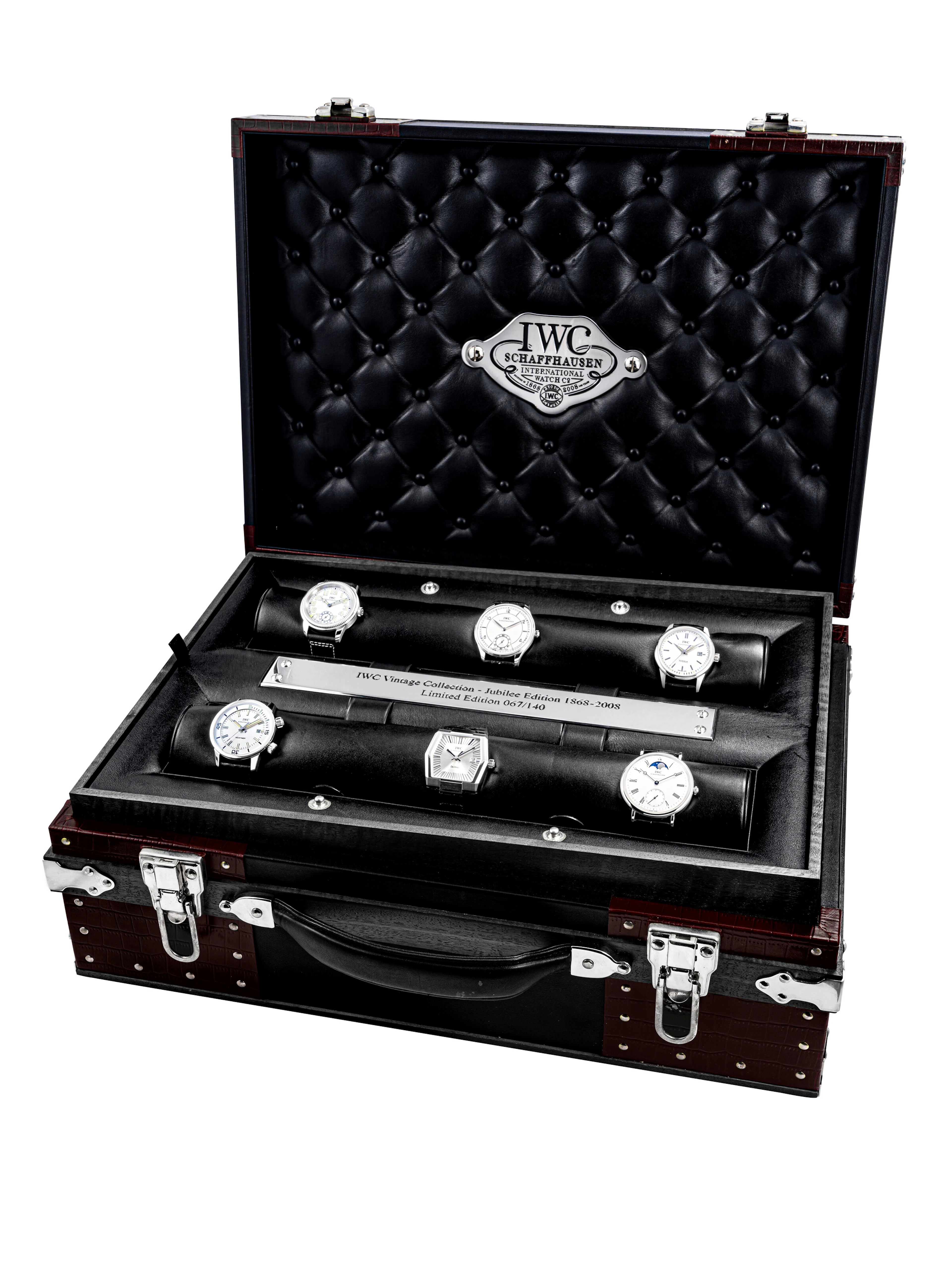 Iwc. A Rare Set of 6 Platinum Limited Edition Wristwatches
