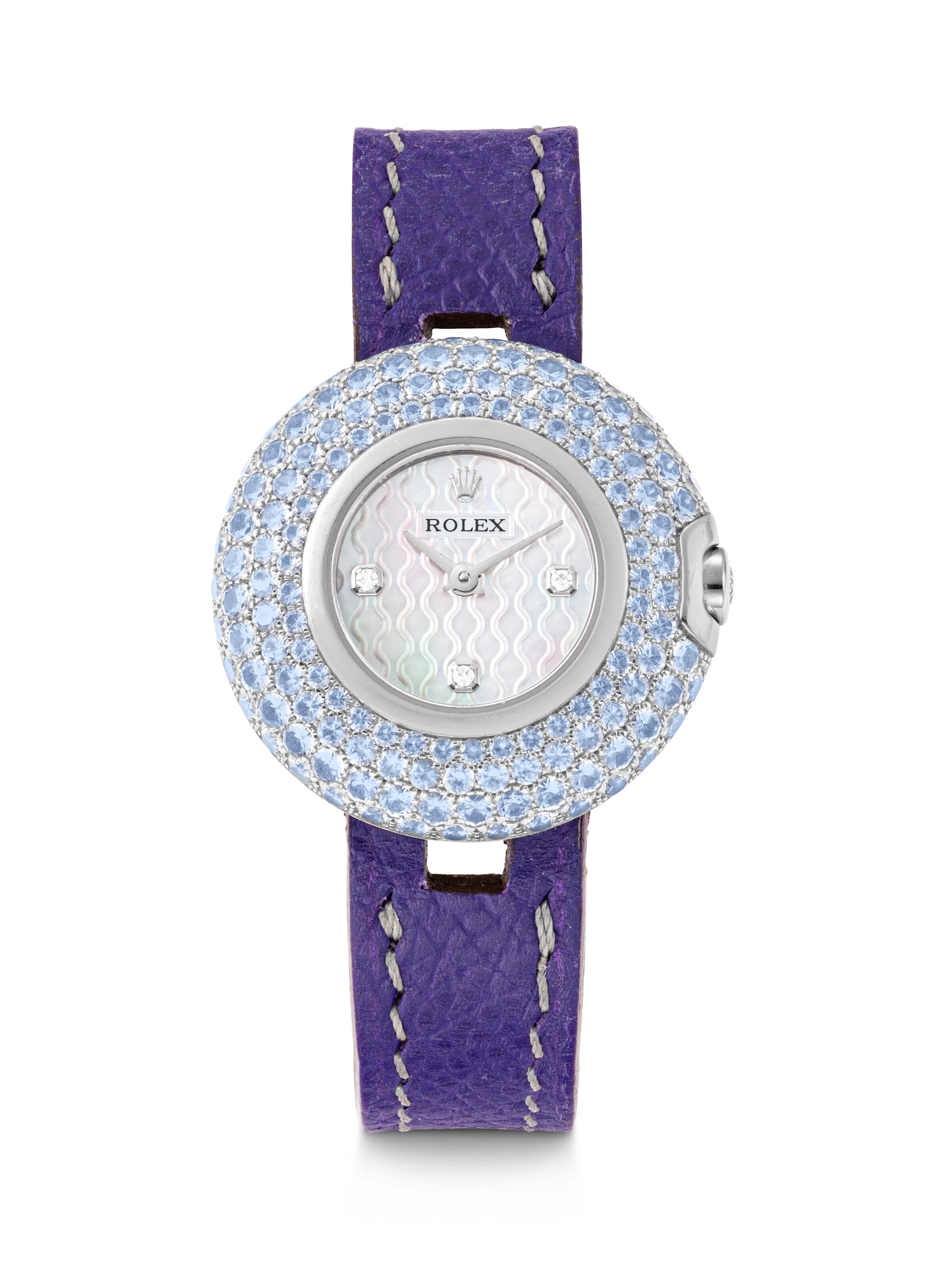 Rolex, White Gold, Diamond and Gemstone-Set Cellini with Mother-Of-Pearl