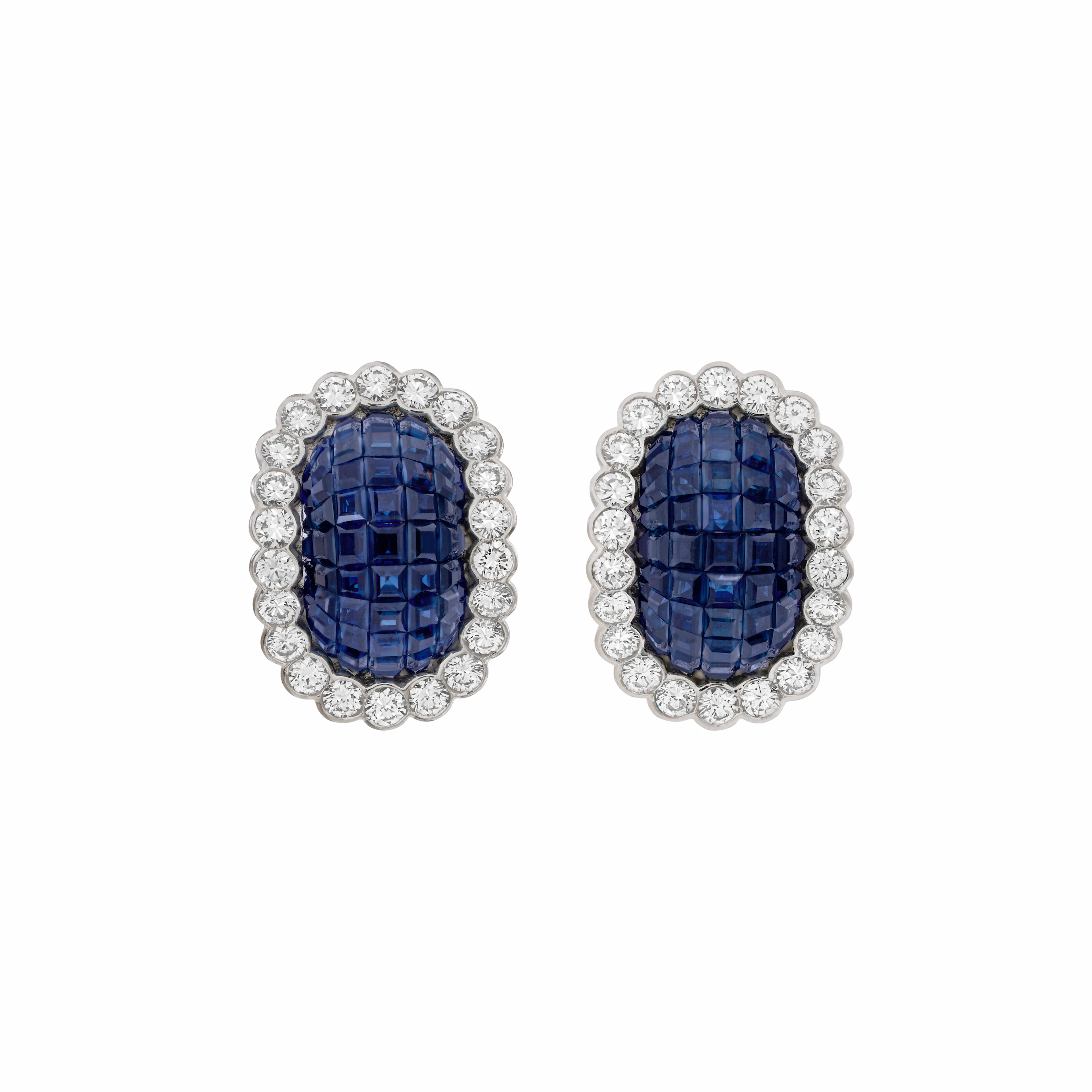 Van Cleef & Arpels Pair of Sapphire and Diamond Mystery-Set Earrings
