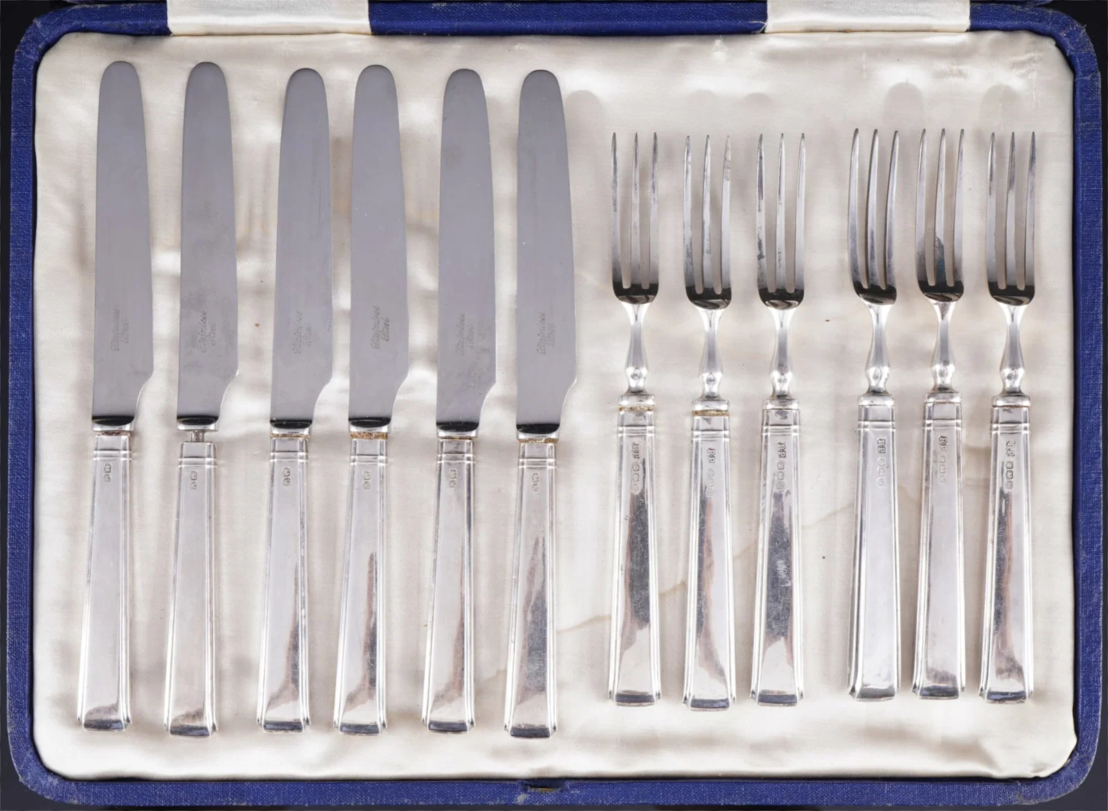 England, 925 silver fruit and dessert cutlery for 6 people, Robert
