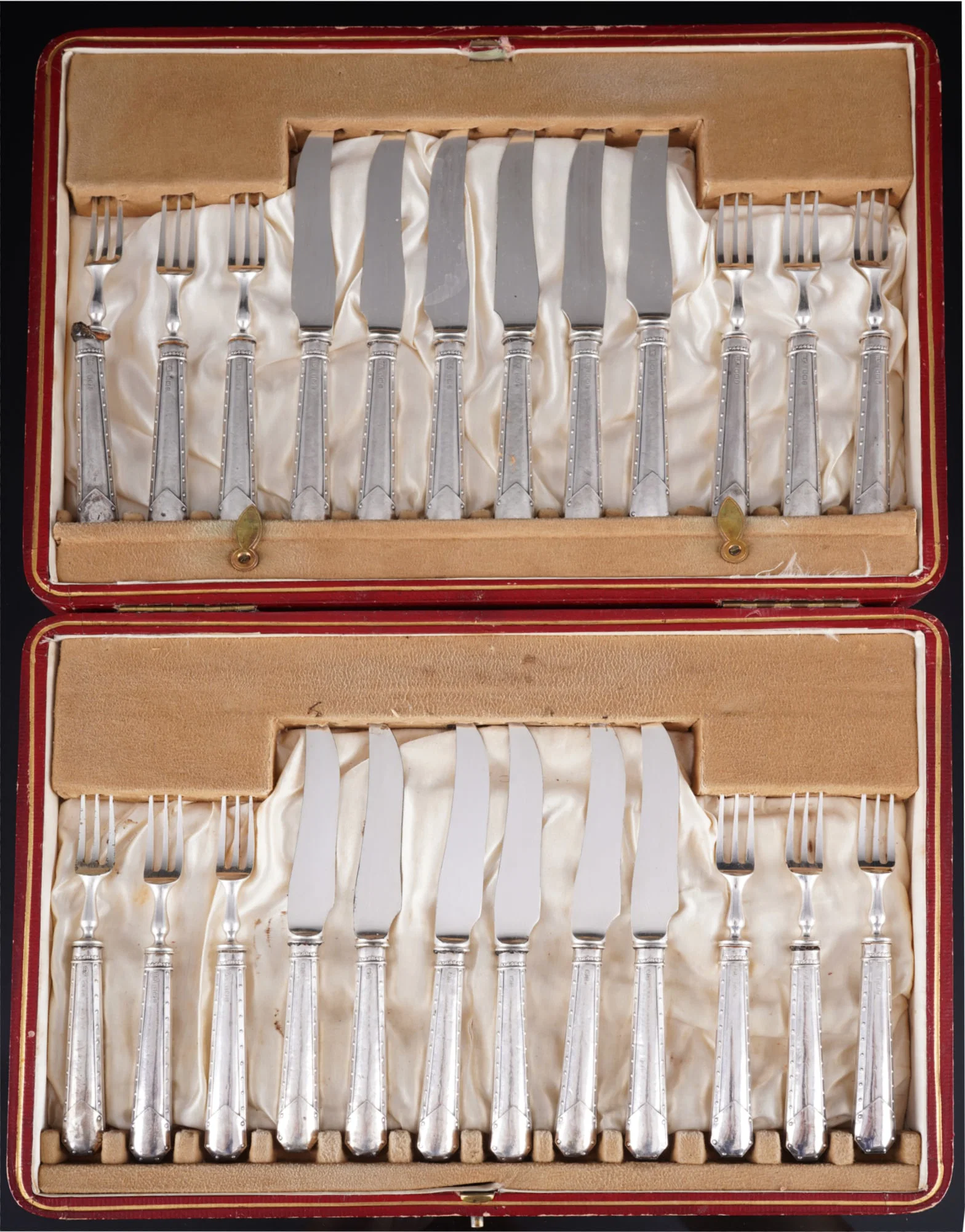 England, 925 silver fruit and dessert cutlery for 12 people, Henry Williamson