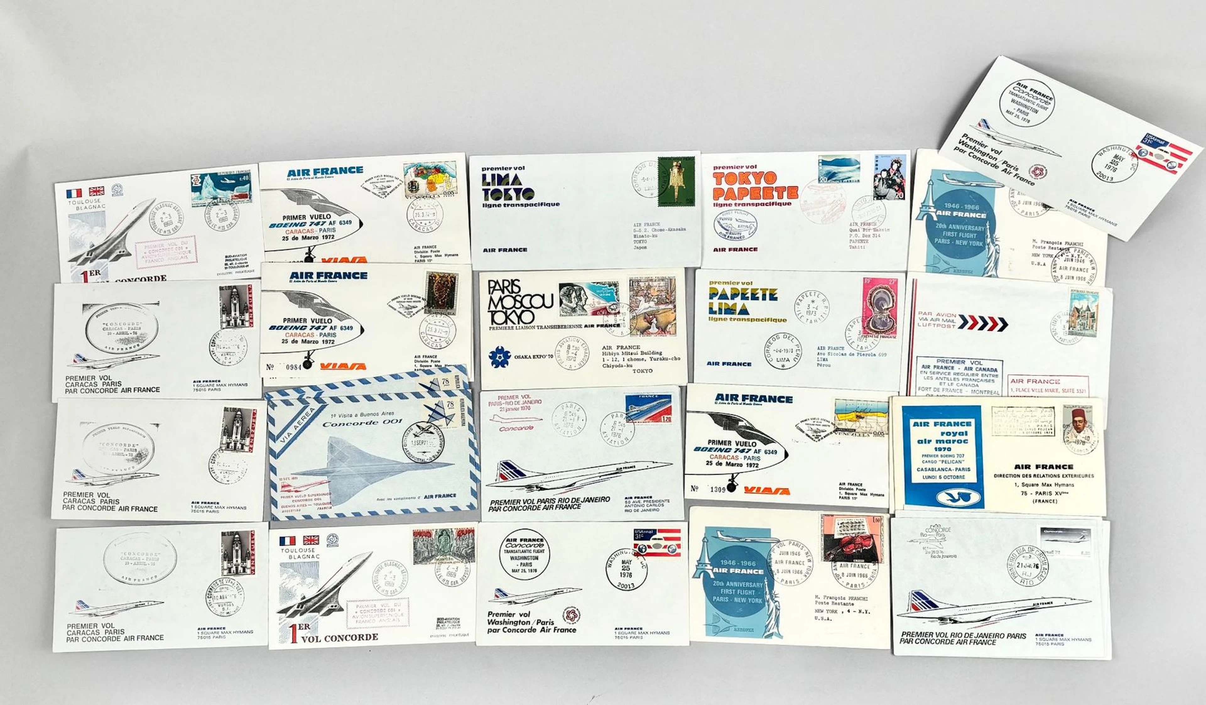 Lot d'enveloppes qui célèbre divers vols inaugurant le Conco - Lot 270
