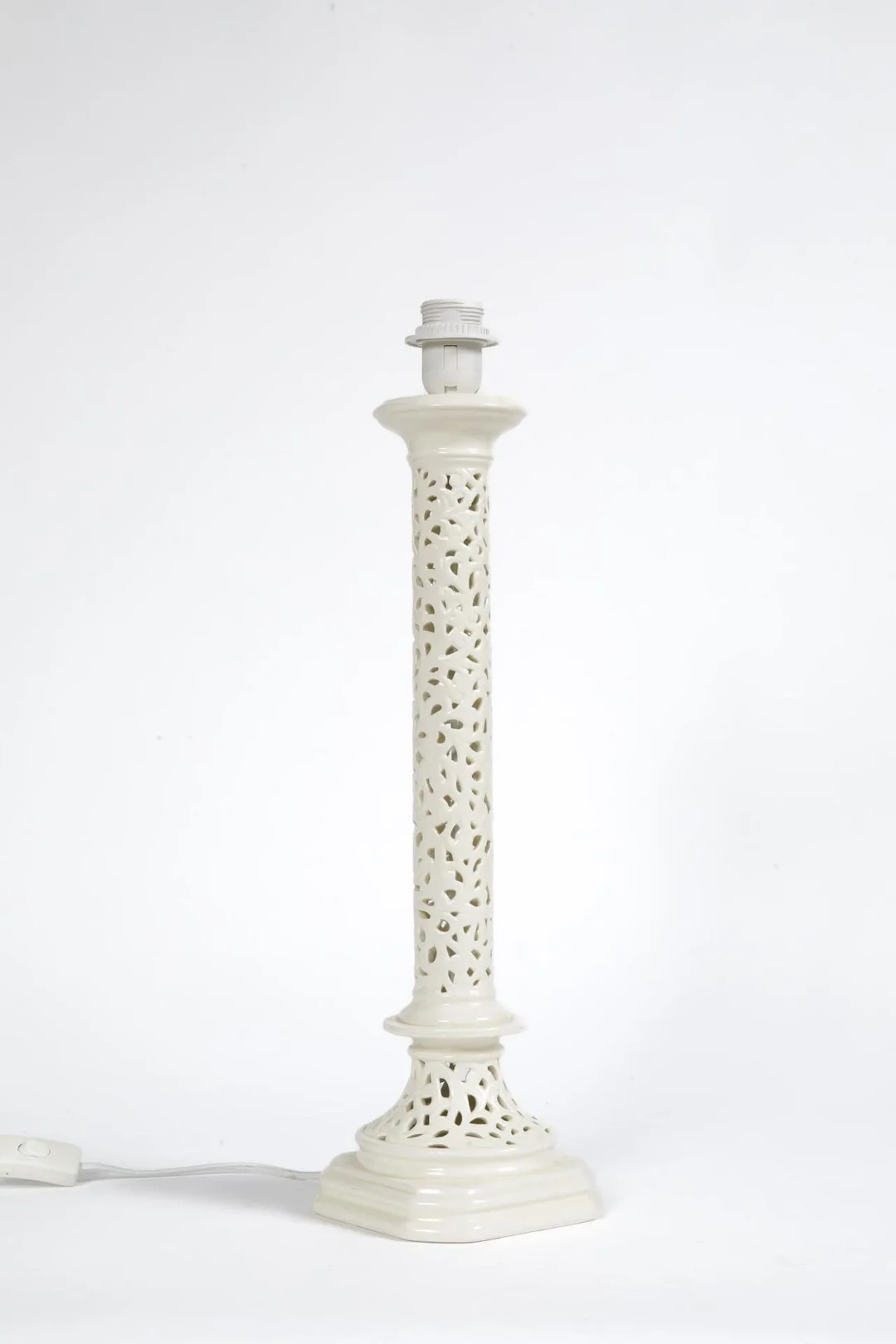 Large table lamp with a white glazed ceramic body featuring - Lot 179