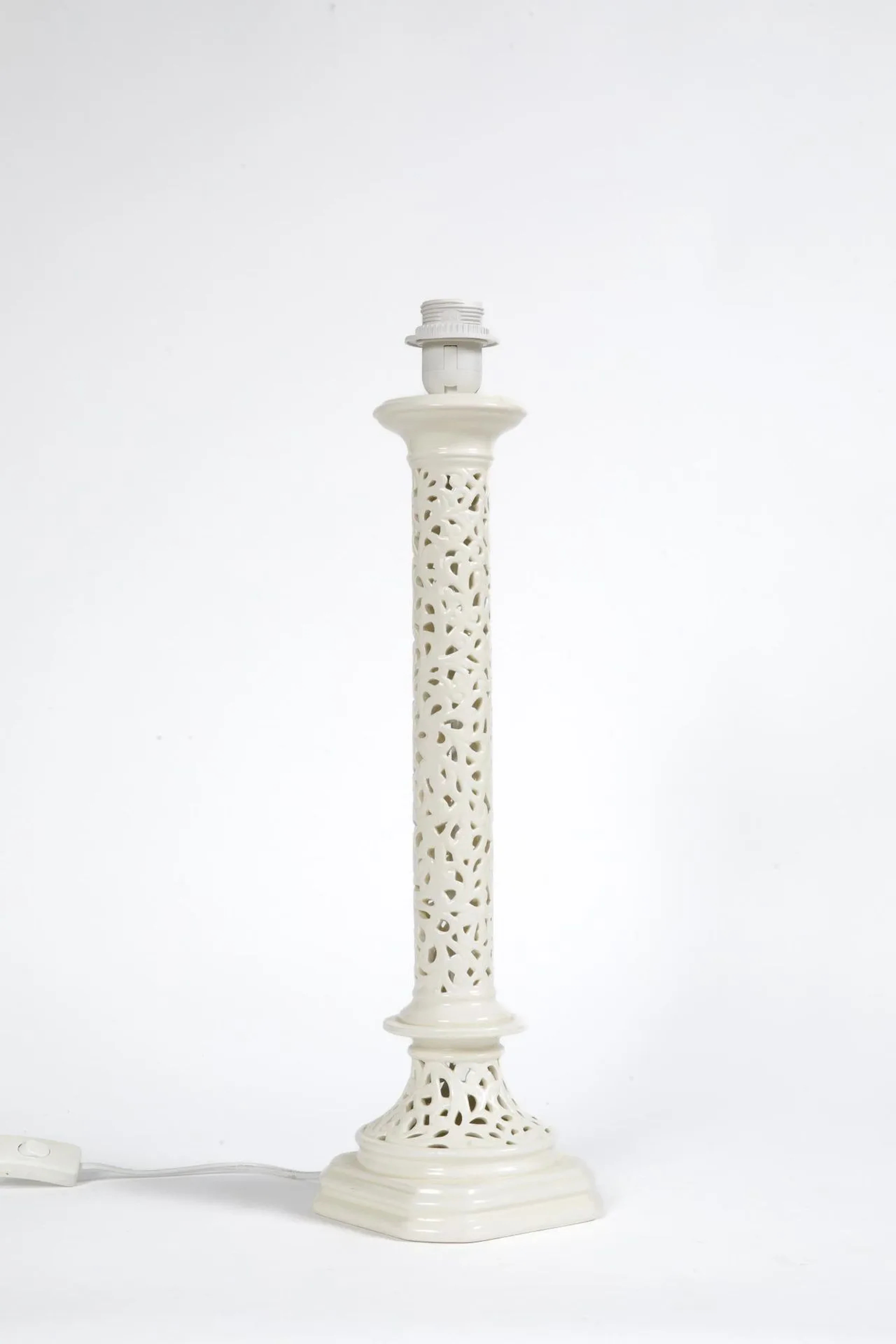 Large table lamp with a white glazed ceramic body featuring - Lot 179