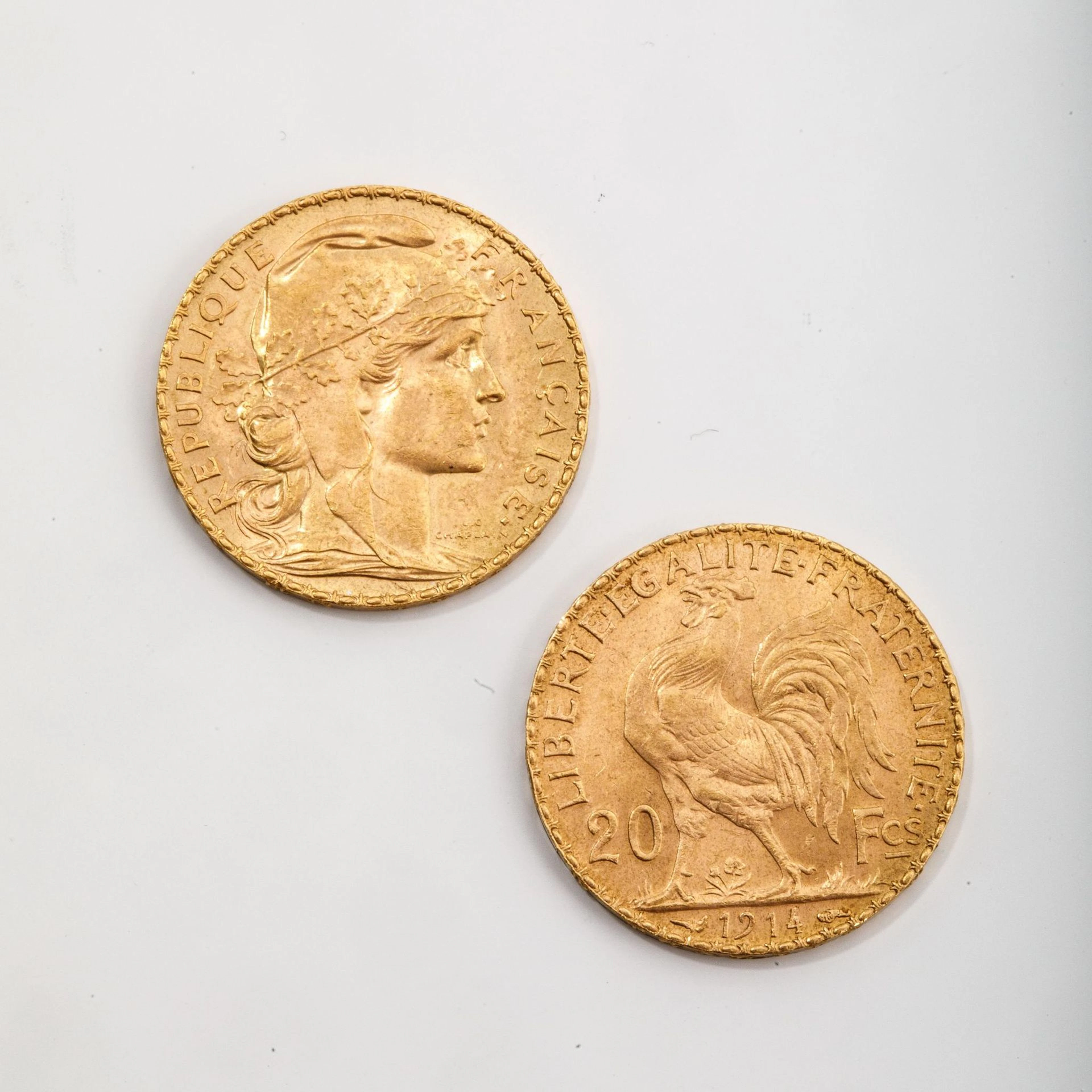 Two 20-franc gold coins from 1912 and 1914 - Lot 7