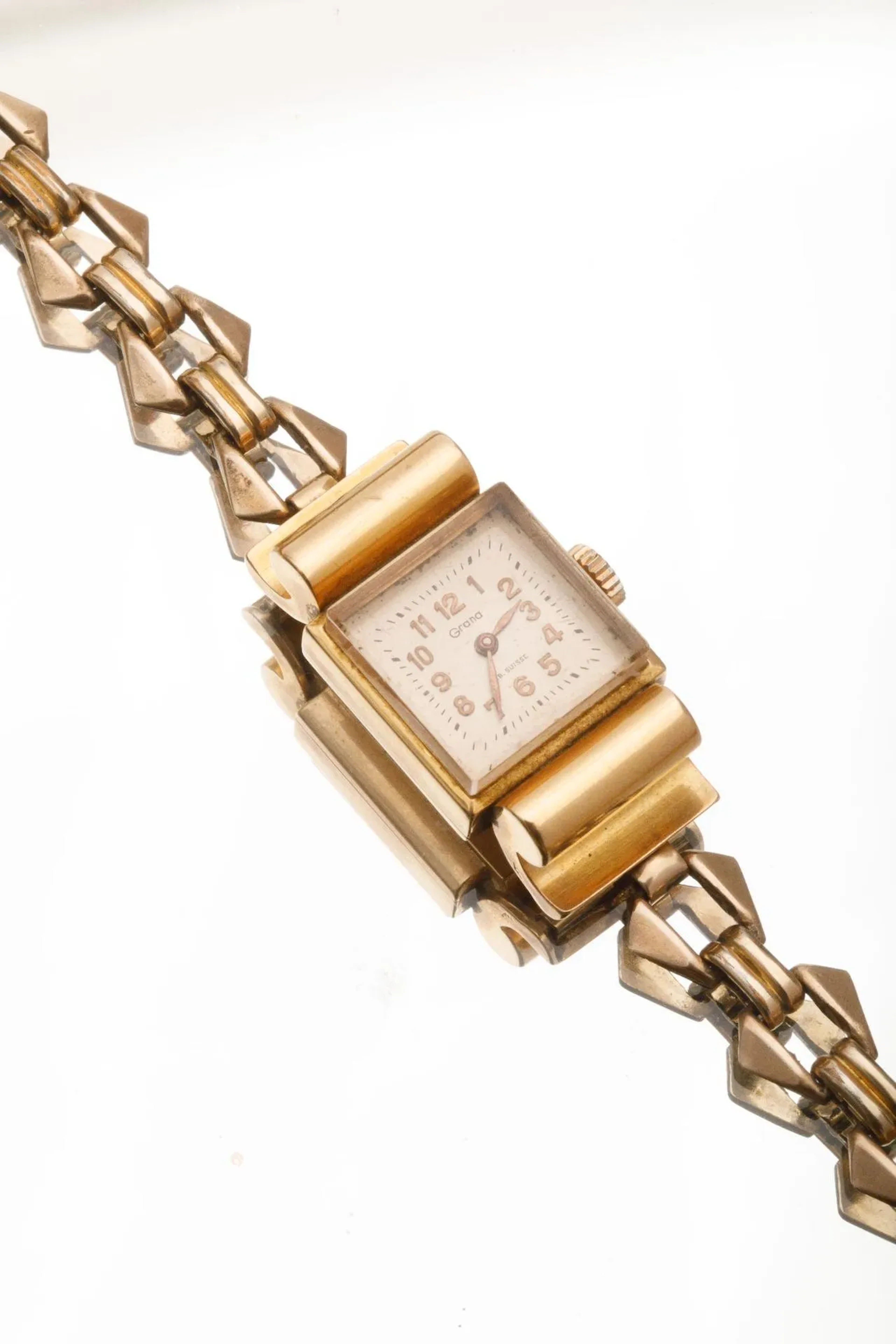 Ladies' watch, tank-shaped dial in yellow gold 750 thousandt - Lot 143
