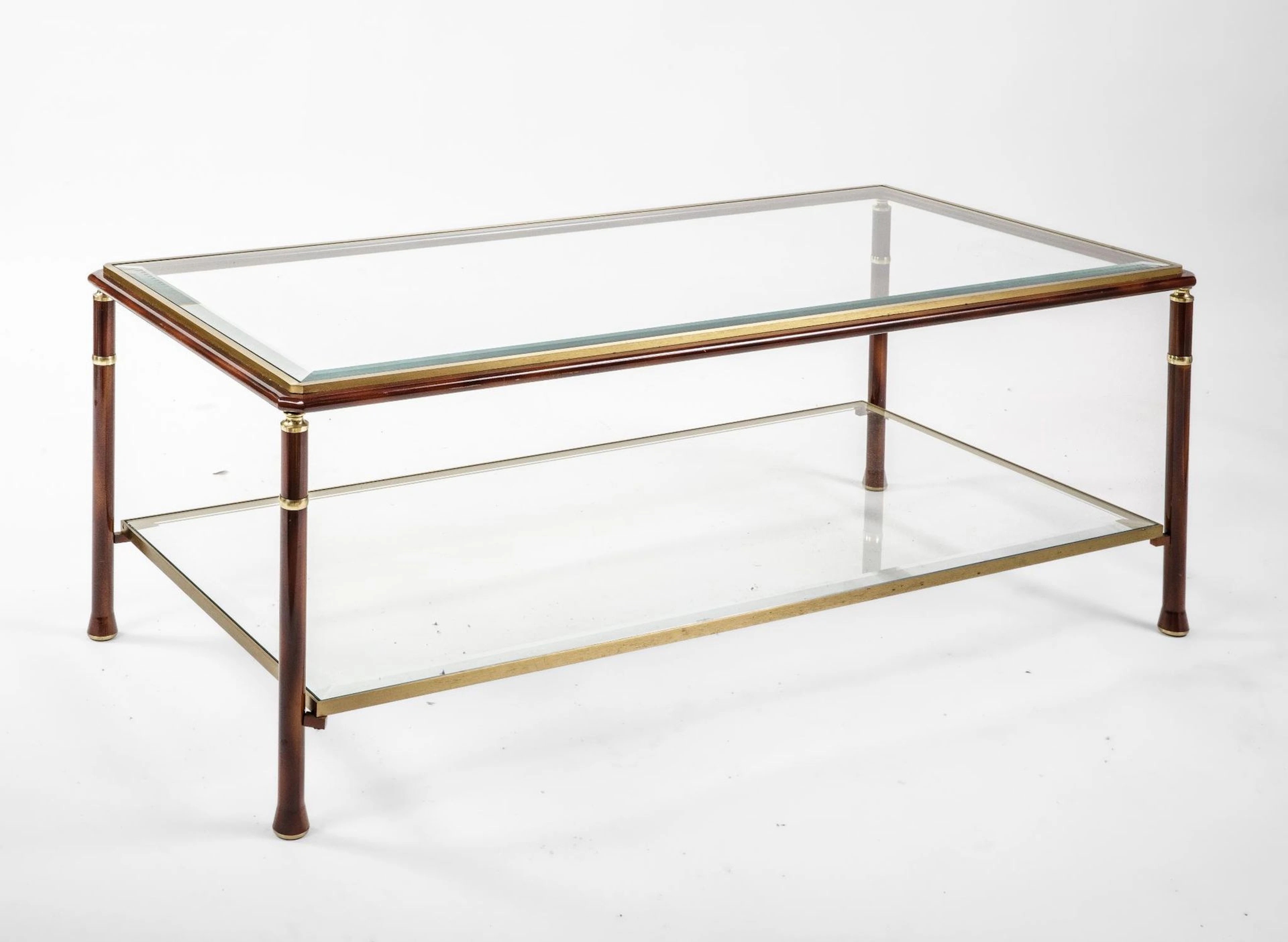 Rectangular coffee table with double tiers of beveled glass - Lot 338
