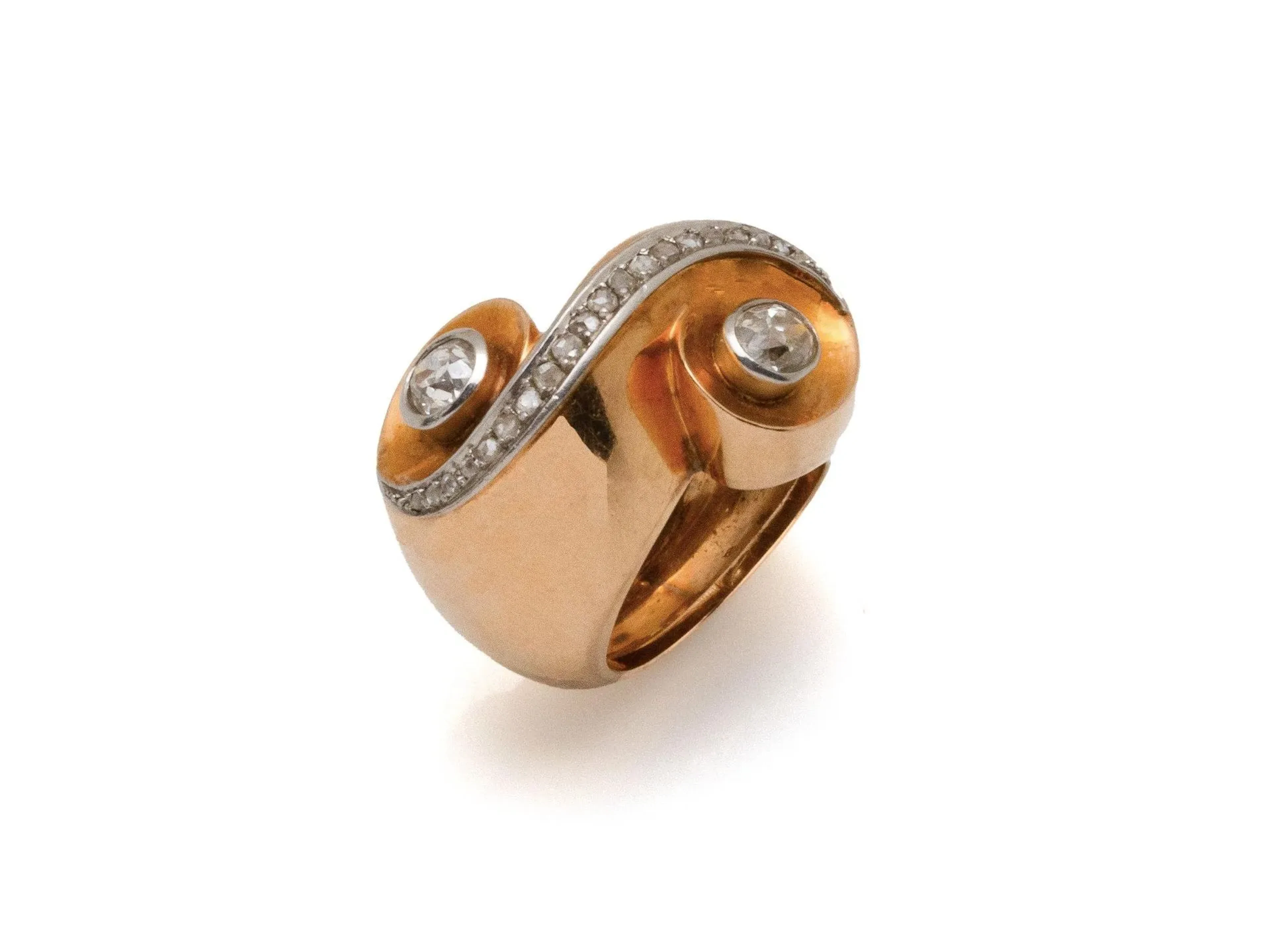 Small-finger cocktail ring in gold 750 and platinum 850 thou - Lot 80