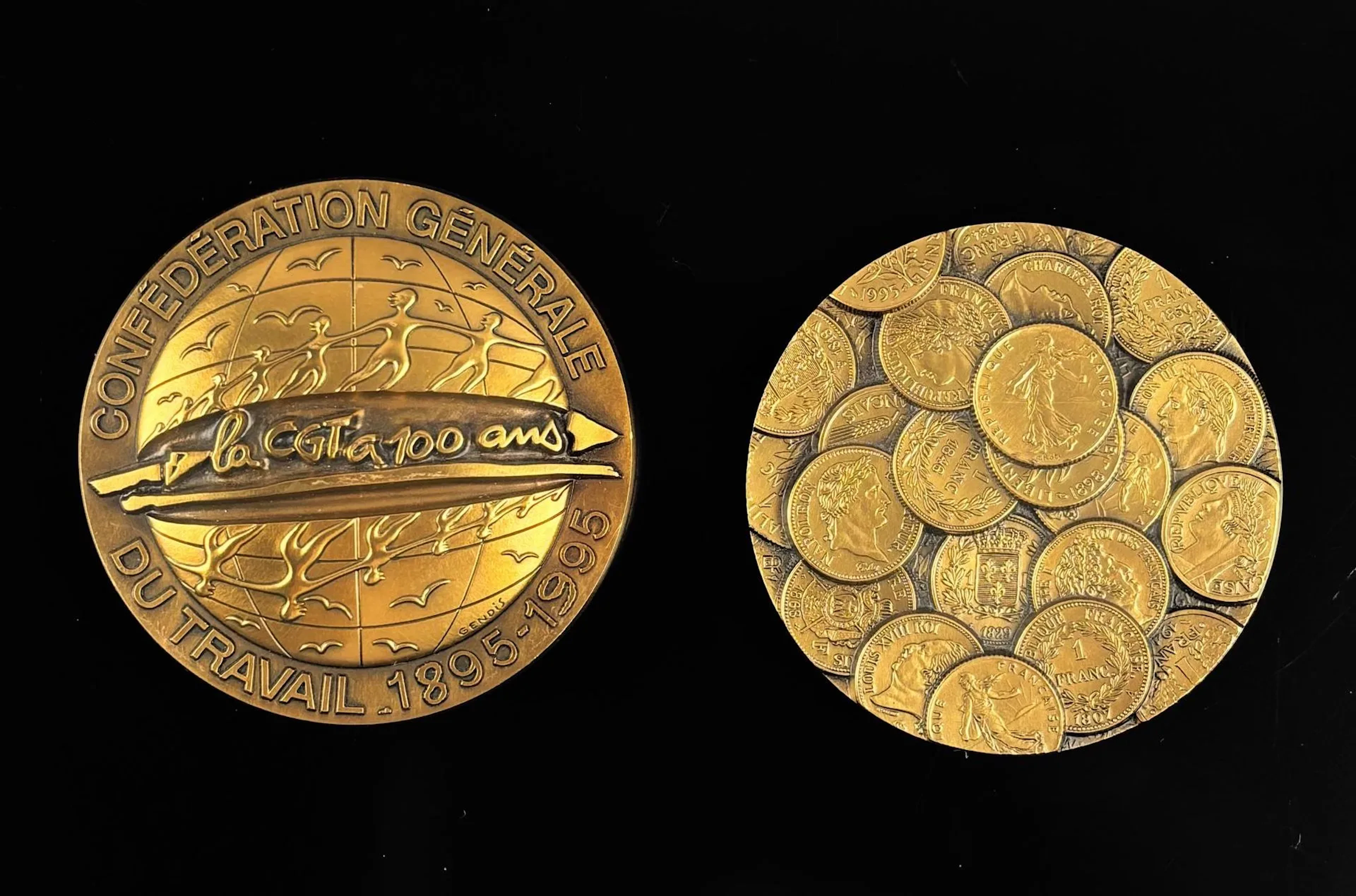 Two bronze paper presses, one featuring Franc coins and the - Lot 310