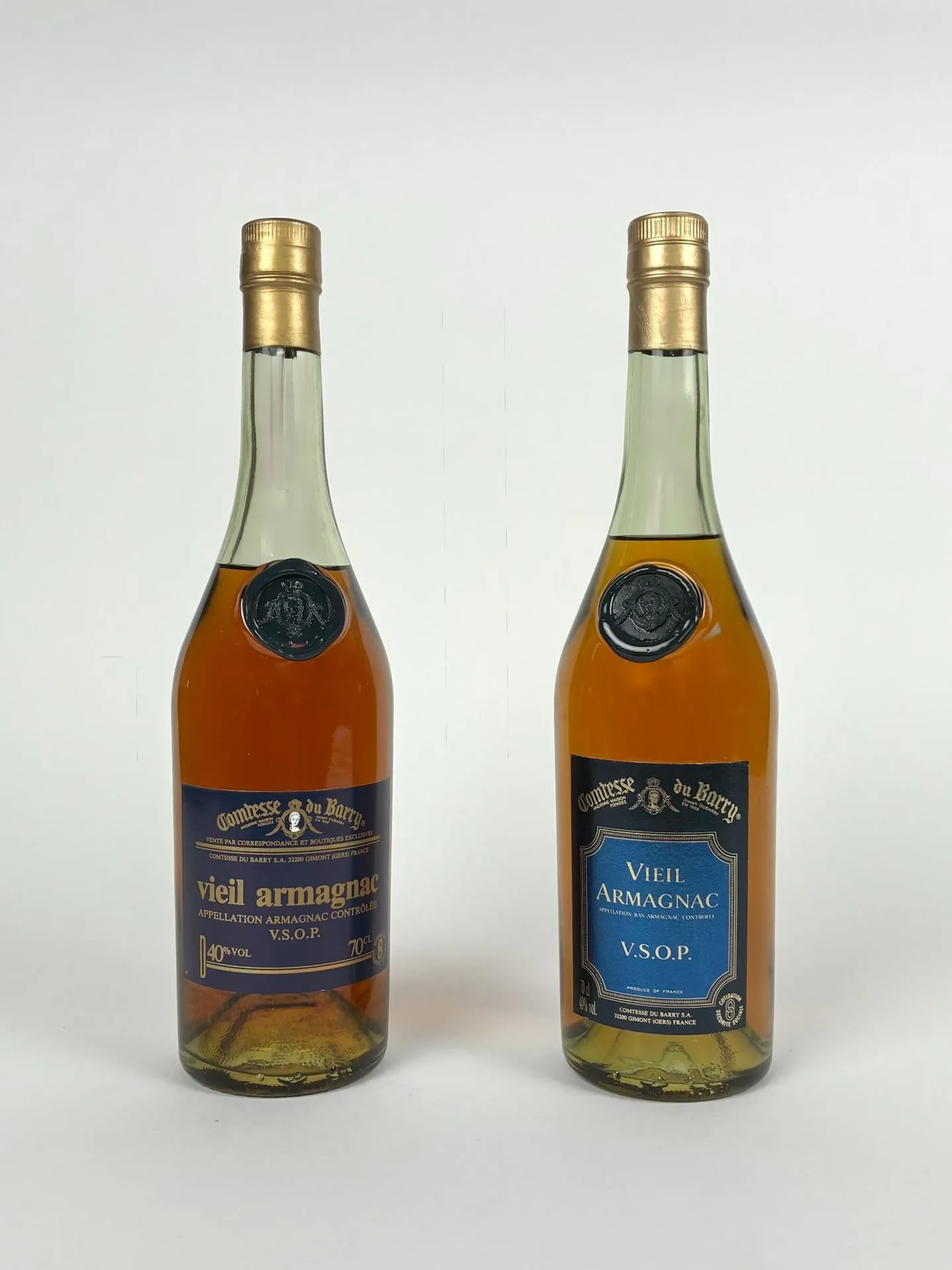 COMTESSE DU BARRY, AGED ARMAGNAC - set of 2 bottles, Bas Arm - Lot 104