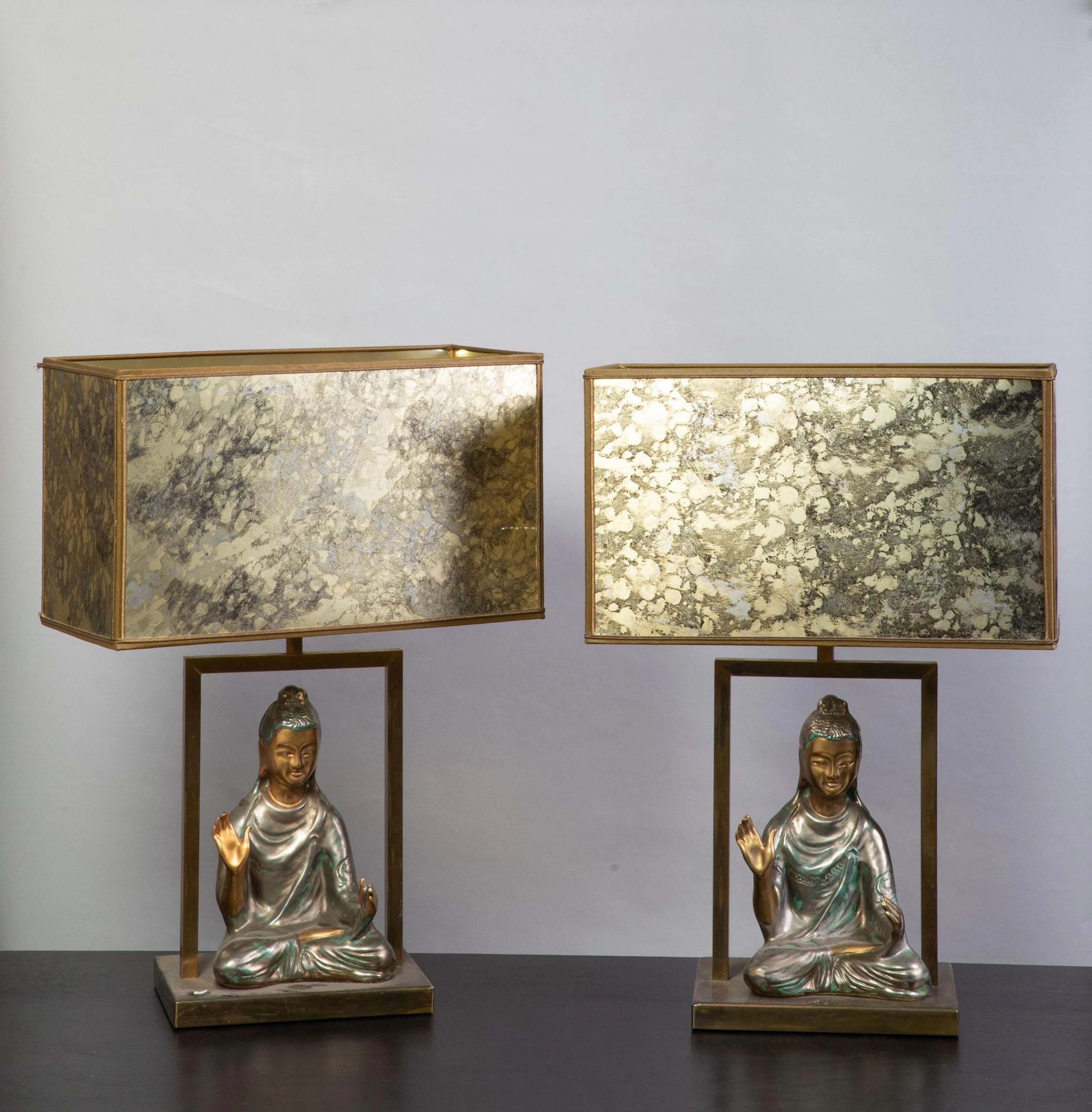 Pair of Hollywood Regency style rectangular table lamps with - Lot 311