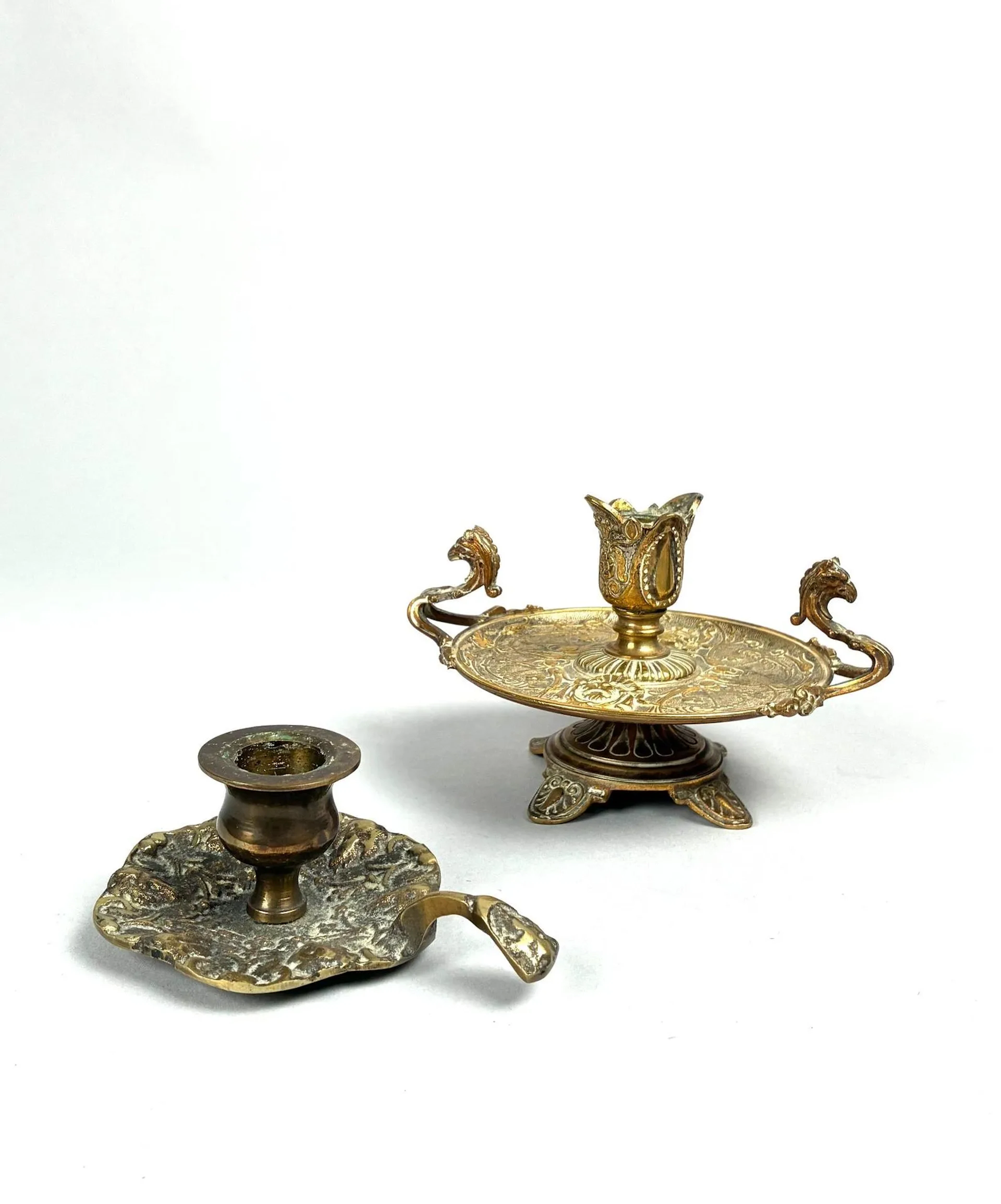 Two small ormolu rat de bibliothèque candlesticks, one in th - Lot 378